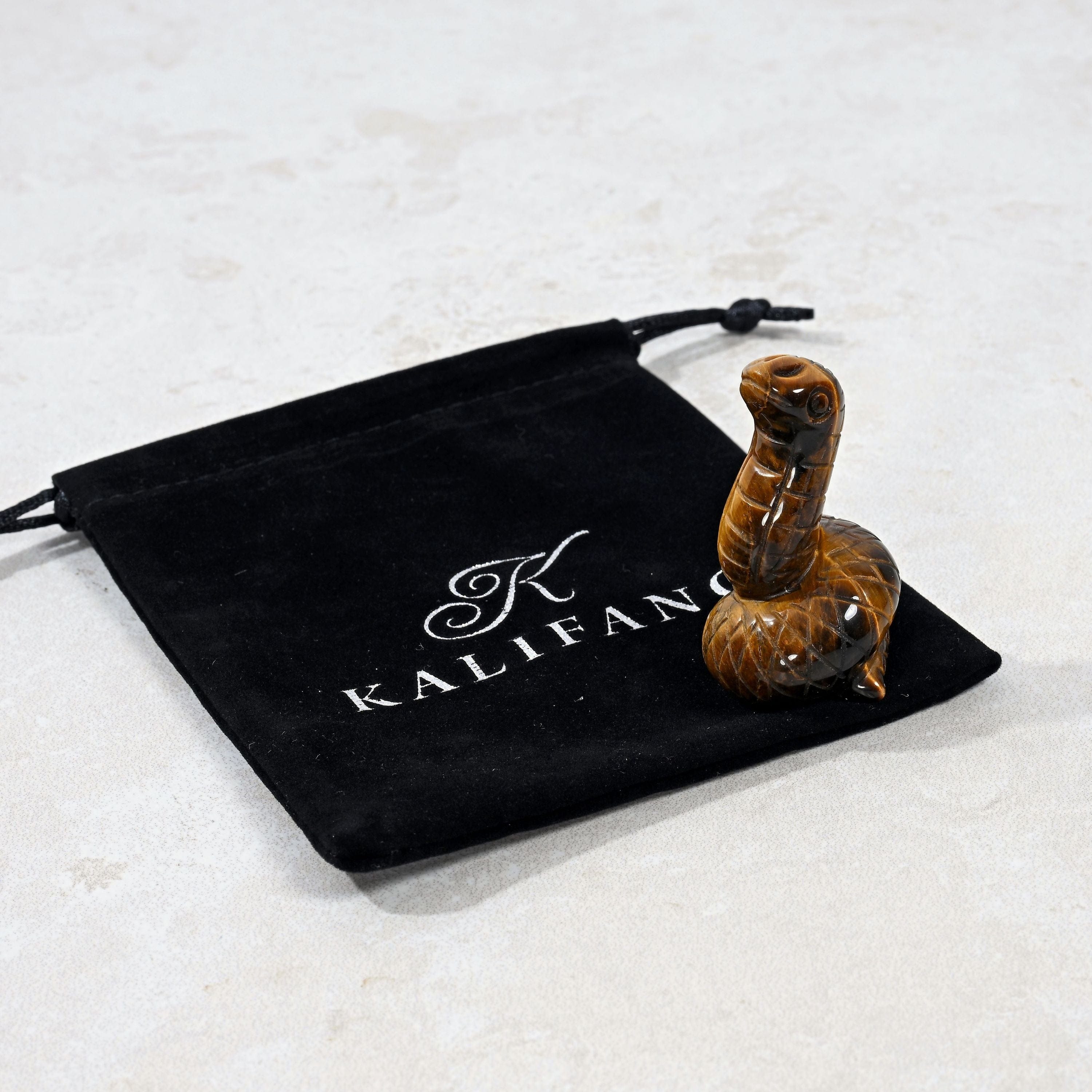 KALIFANO Gemstone Carvings 2" Tiger Eye Snake Natural Gemstone Carving CV14-S-TE