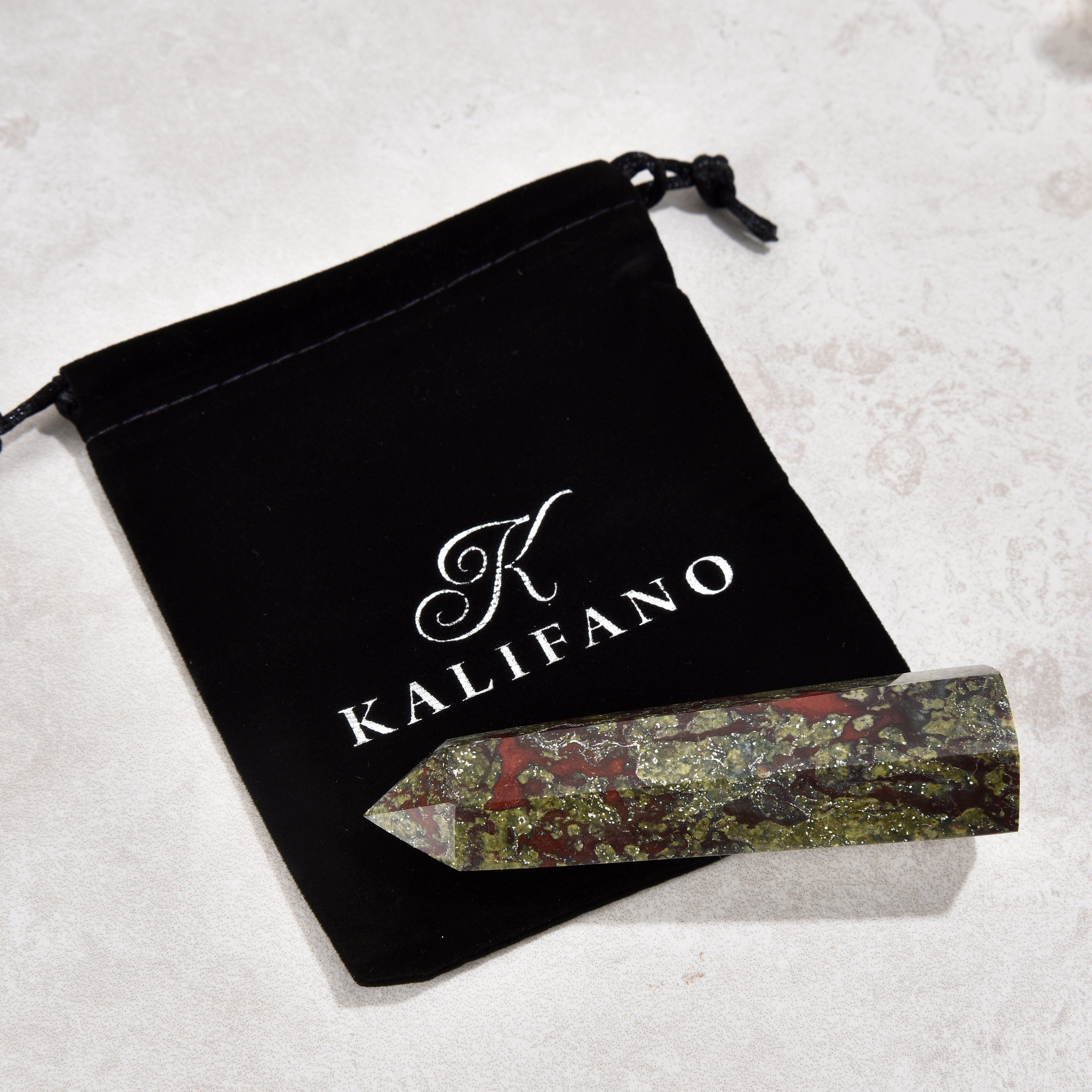 KALIFANO Gemstone Carvings 3.5" Bloodstone Obelisk Tower Gemstone Carving GOT810-BS