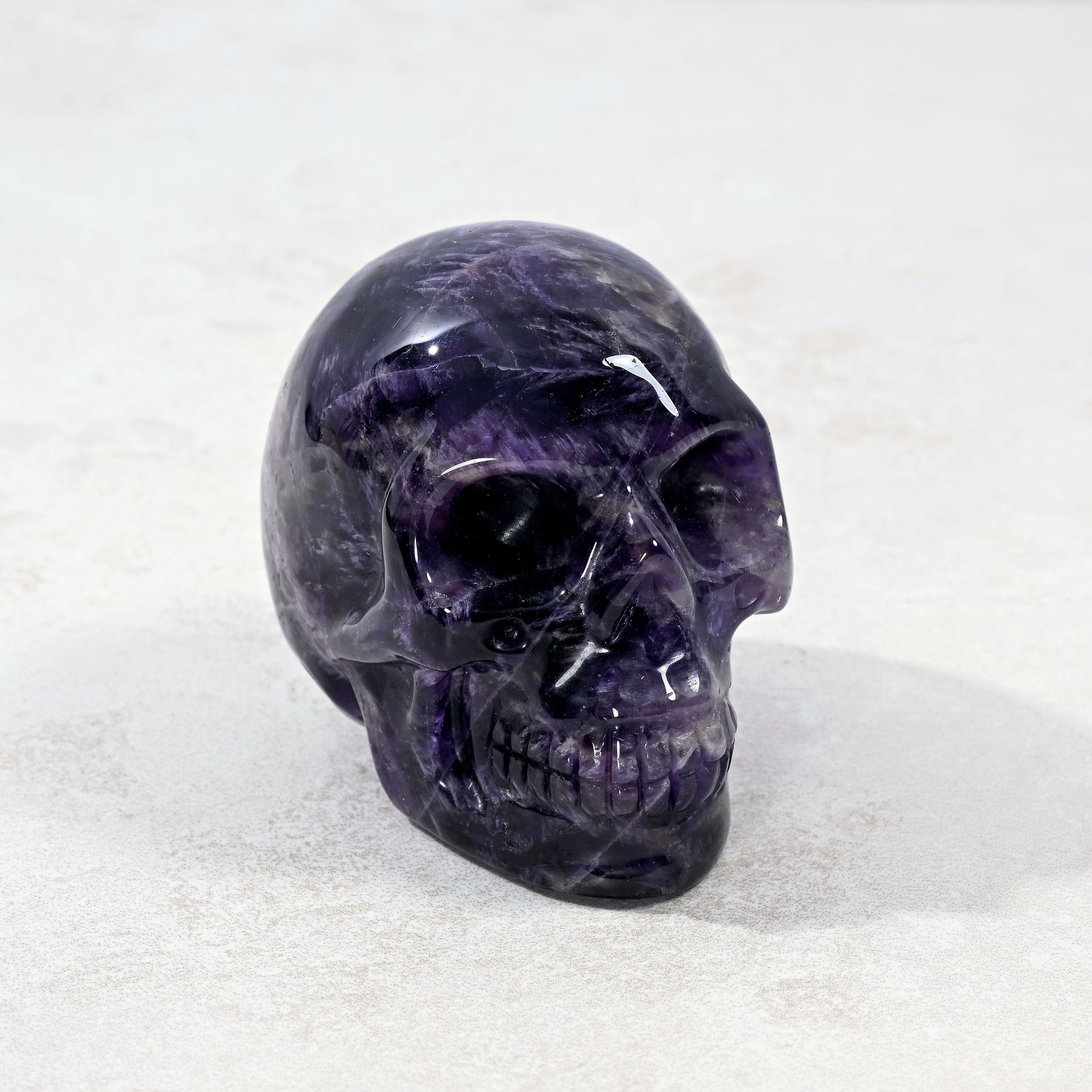 Kalifano Gemstone Carvings 3" Amethyst Skull Natural Gemstone Carving CV110-SK-AM
