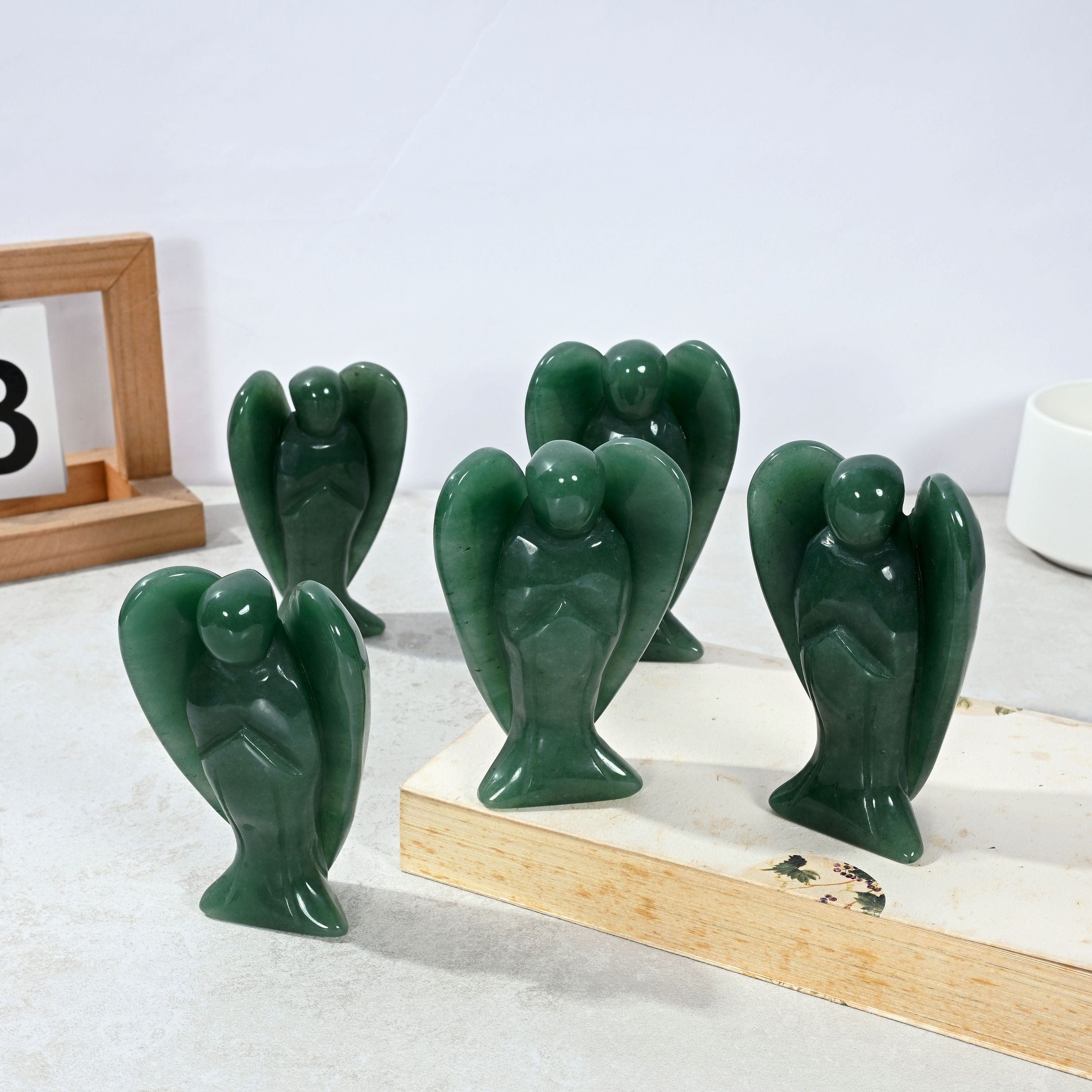Kalifano Gemstone Carvings 3" Aventurine Angel Natural Gemstone Carving CV52-A-AV