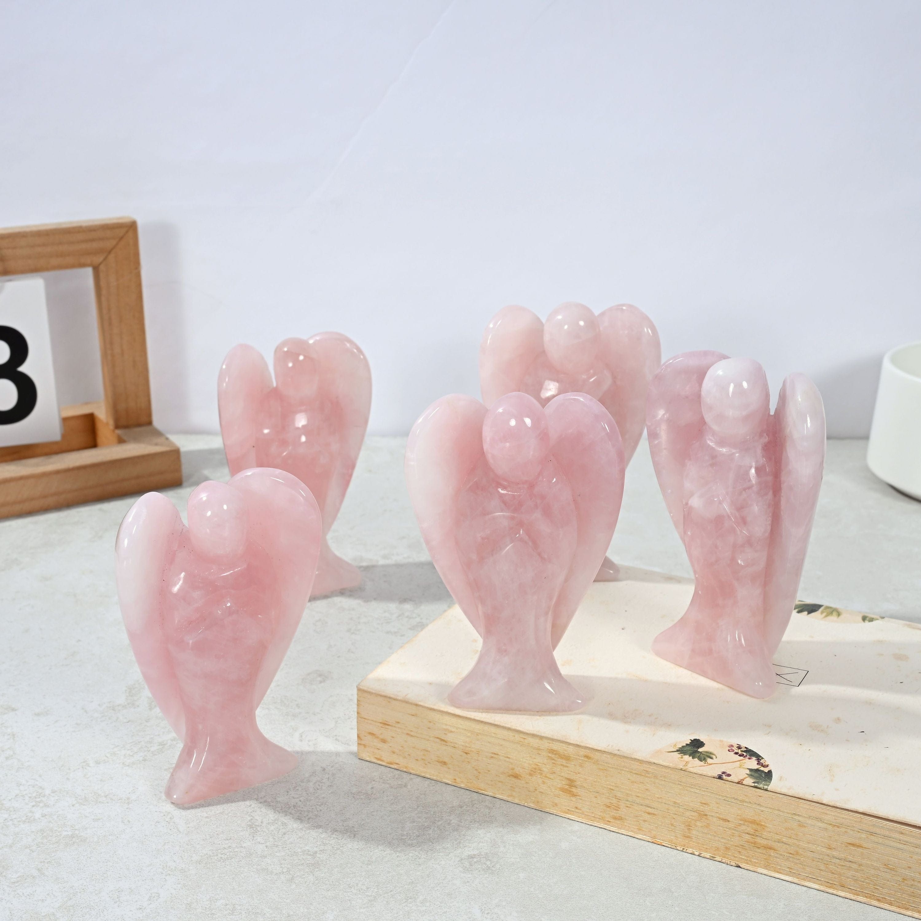 Kalifano Gemstone Carvings 3" Rose Quartz Angel Natural Gemstone Carving CV52-A-RQ