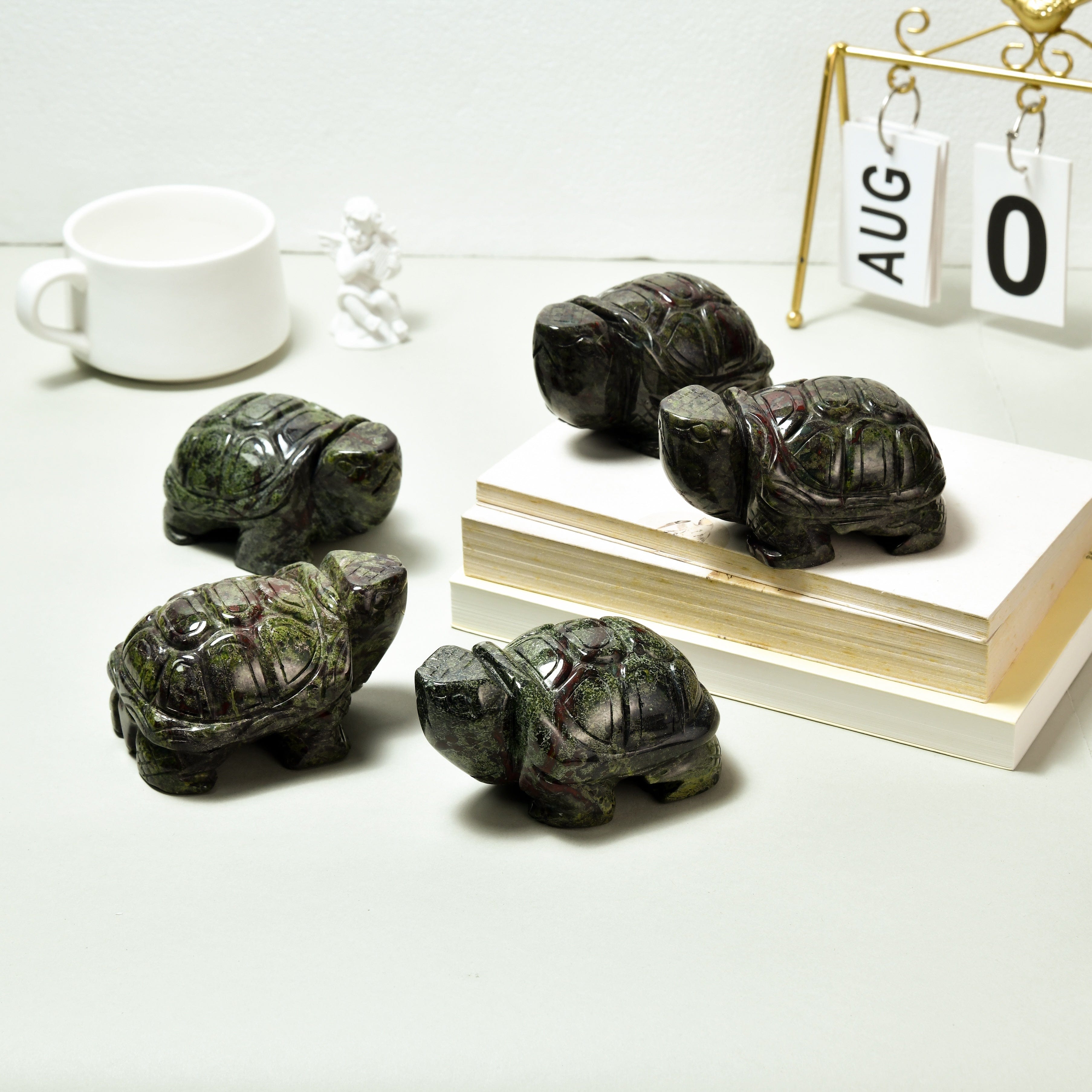 KALIFANO Gemstone Carvings 4" Blood Stone Turtle Natural Gemstone Carving CV140-T-BS