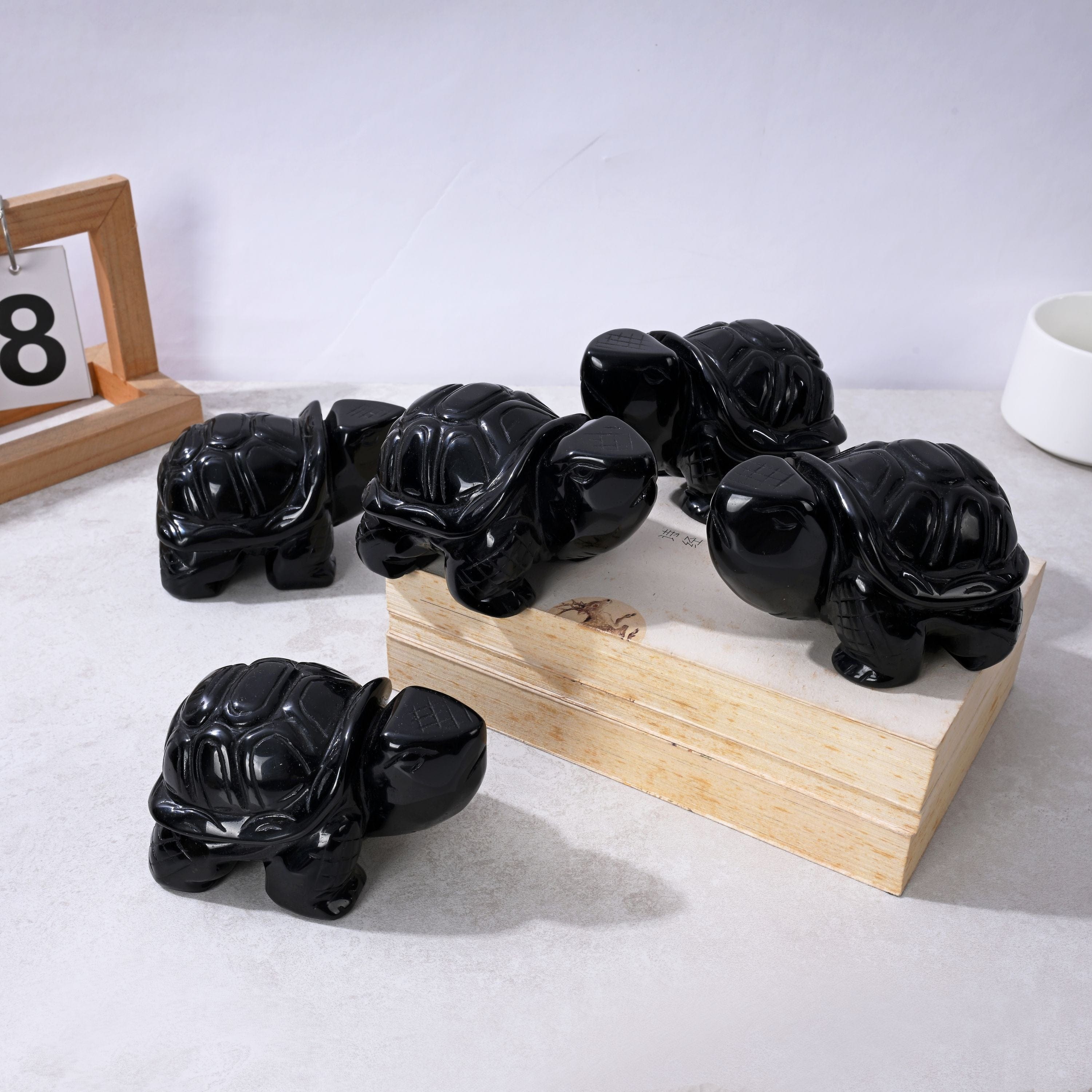Kalifano Gemstone Carvings 4" Obsidian Turtle Natural Gemstone Carving CV140-T-OB