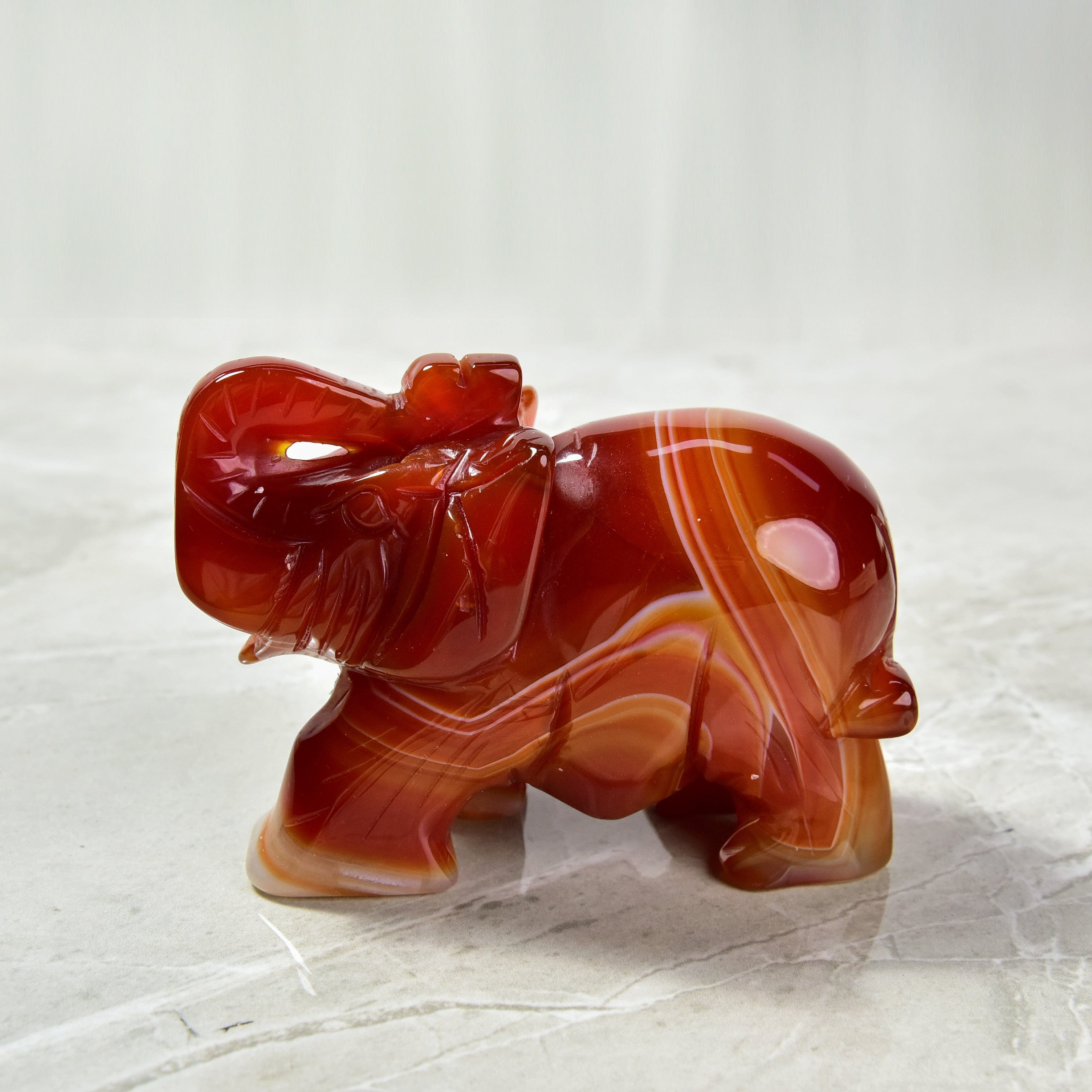 KALIFANO Gemstone Carvings 4" Red Jasper Elephant Natural Gemstone Carving CV140-E-RJ