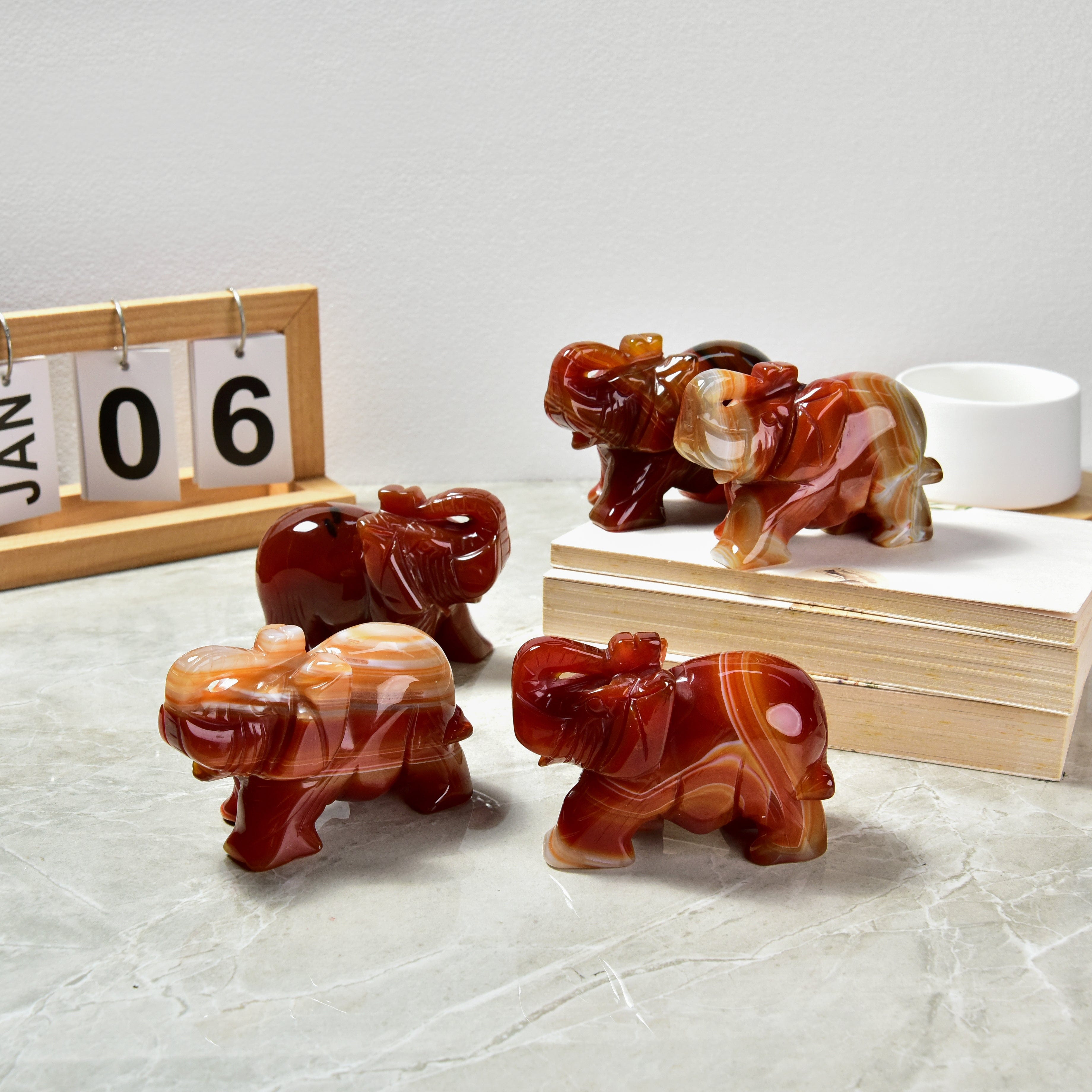 KALIFANO Gemstone Carvings 4" Red Jasper Elephant Natural Gemstone Carving CV140-E-RJ