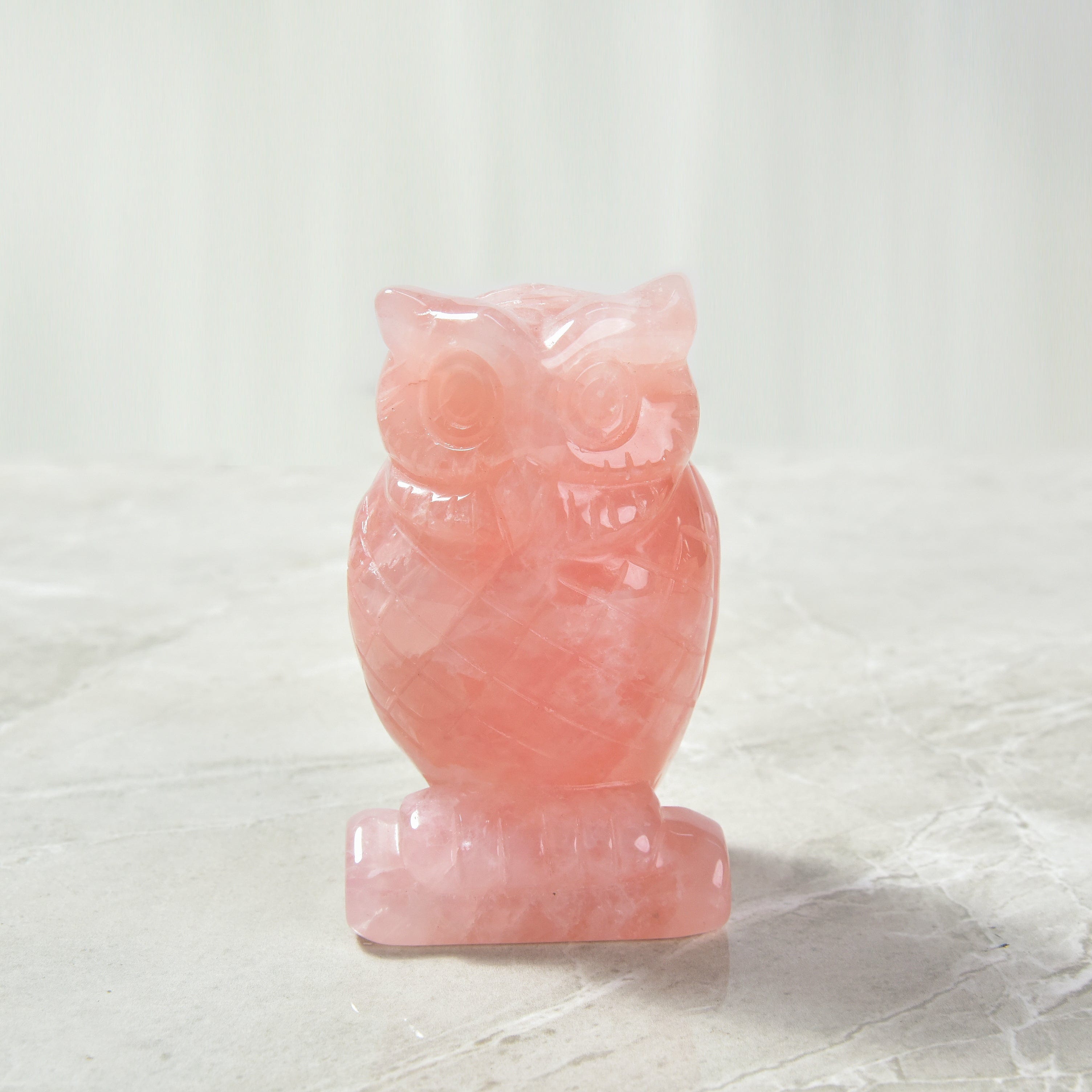 KALIFANO Gemstone Carvings 4" Rose Quartz Owl Natural Gemstone Carving CV140-O-RQ