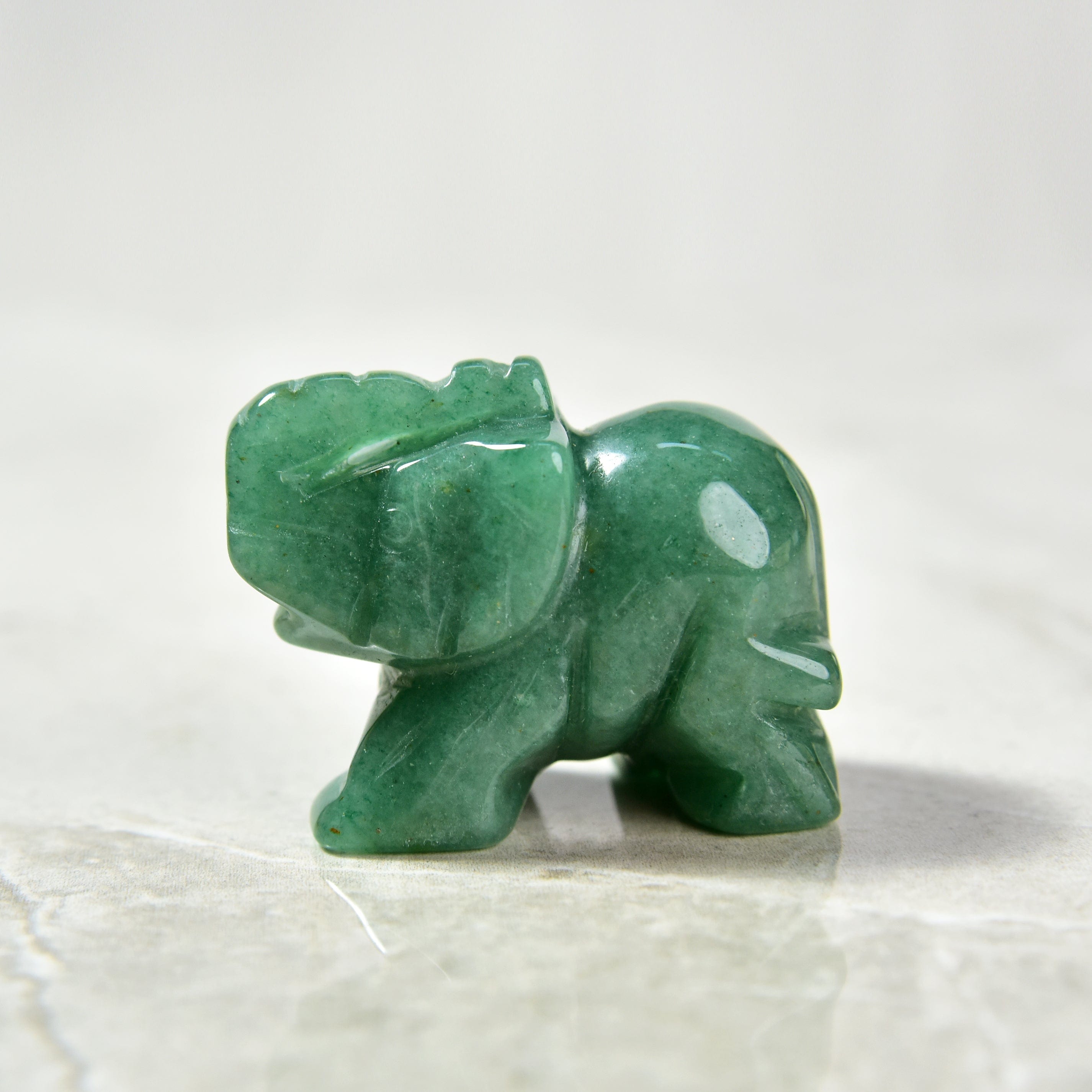Kalifano Gemstone Carvings Aventurine Elephant 1.5" Natural Gemstone Carving CV7-E-AV