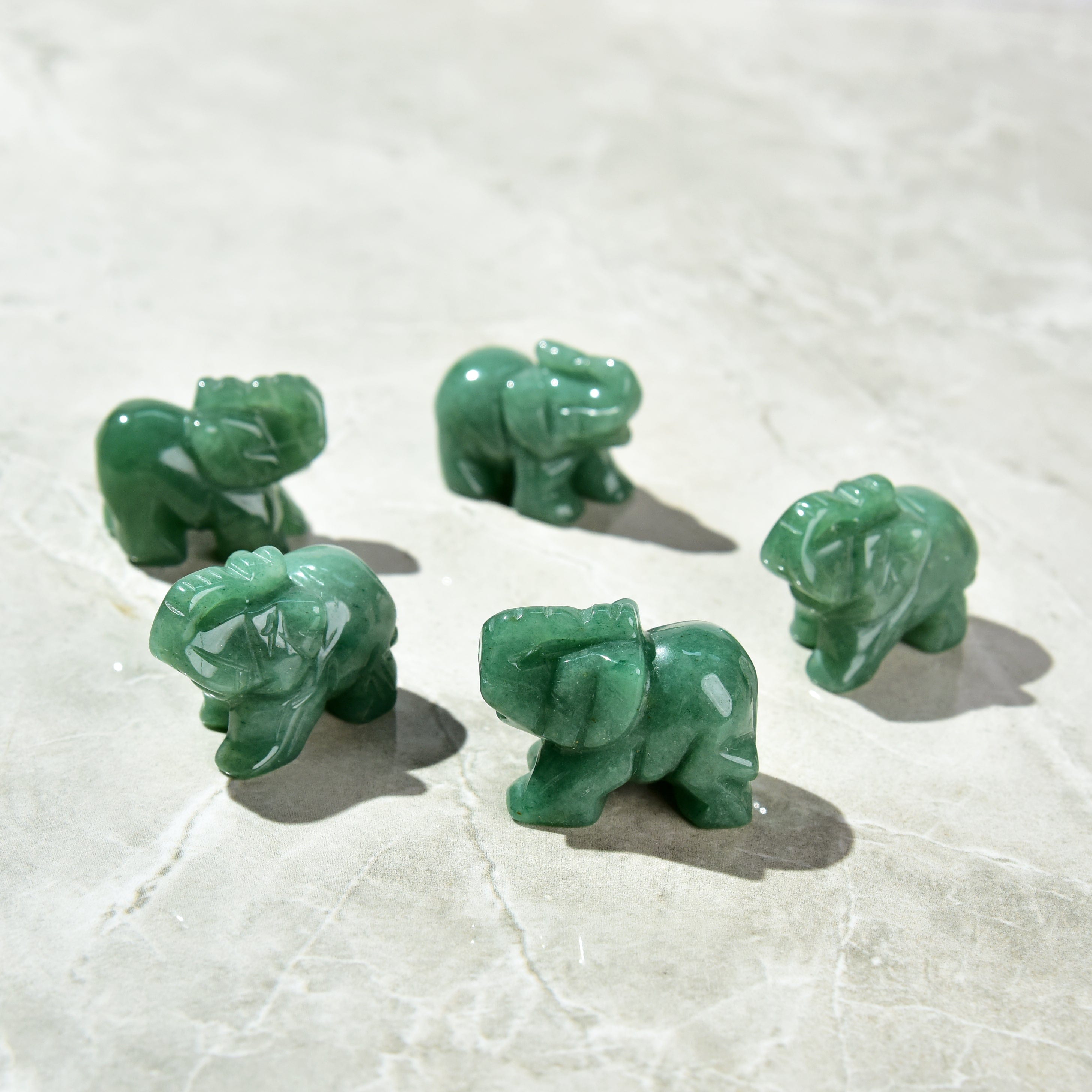 Kalifano Gemstone Carvings Aventurine Elephant 1.5" Natural Gemstone Carving CV7-E-AV