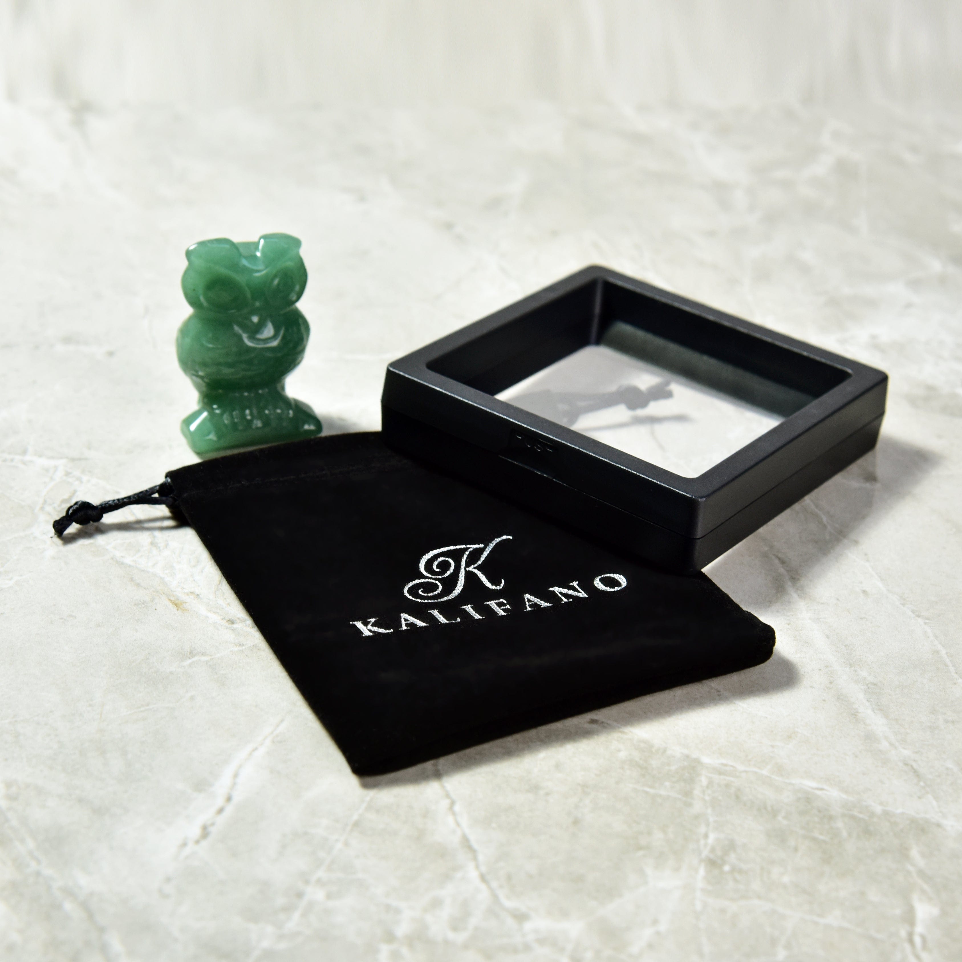 Kalifano Gemstone Carvings Aventurine Owl 2" Gemstone Carving CV28-O-AV