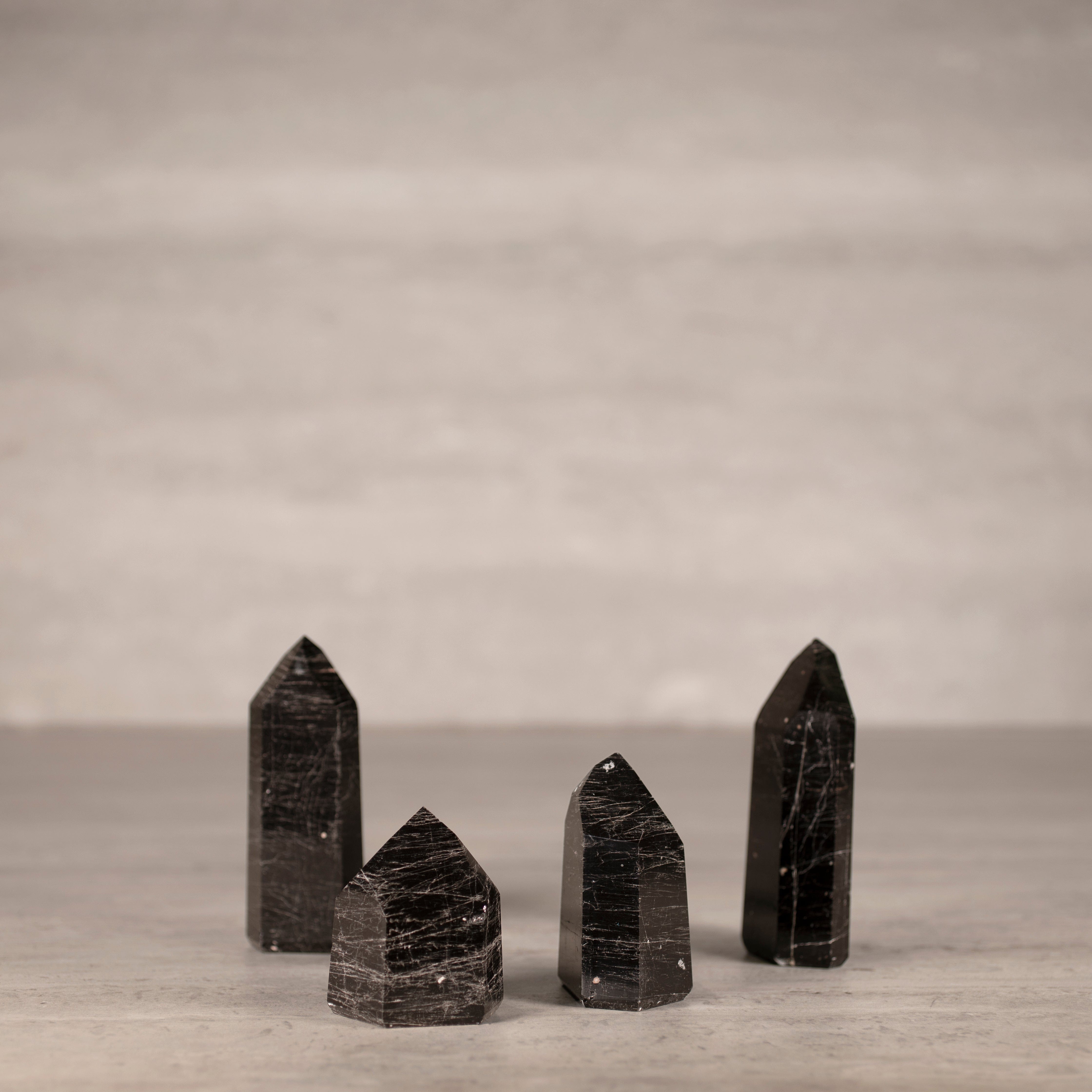KALIFANO Gemstone Carvings Black Tourmaline Obelisk Tower Gemstone Carving from Brazil - 100-149 grams BTOB150