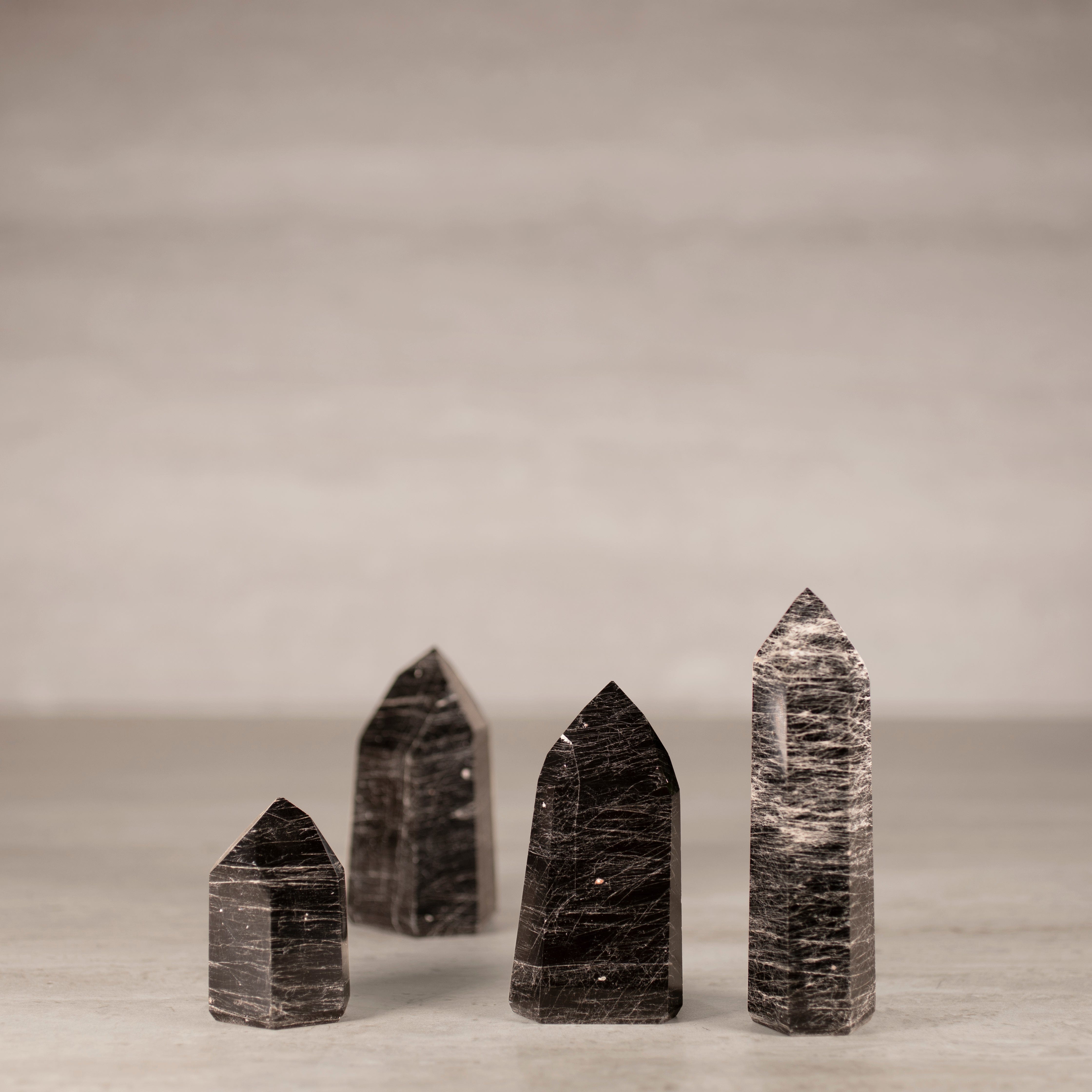 KALIFANO Gemstone Carvings Black Tourmaline Obelisk Tower Gemstone Carving from Brazil - 150-199 grams BTOB200