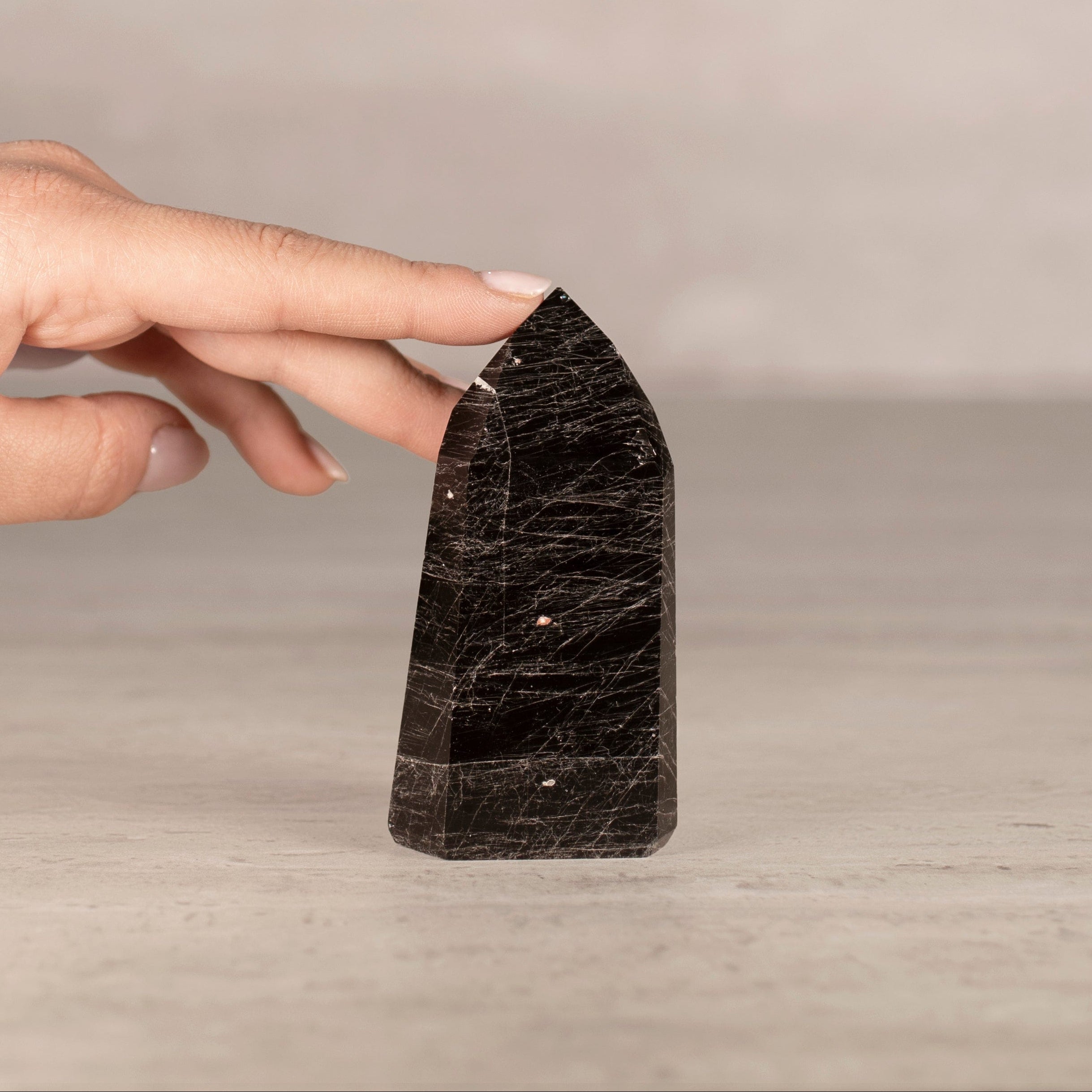 KALIFANO Gemstone Carvings Black Tourmaline Obelisk Tower Gemstone Carving from Brazil - 150-199 grams BTOB200