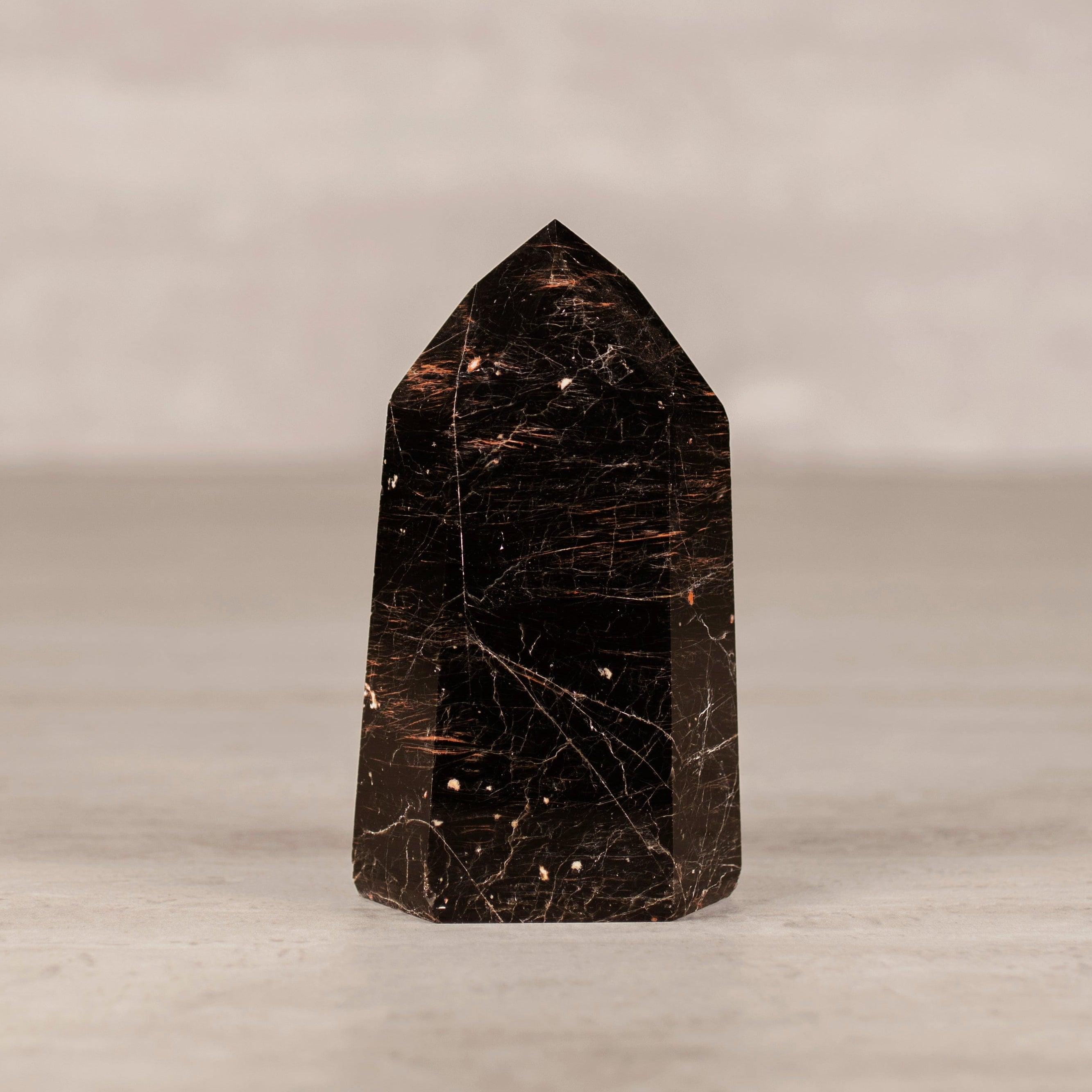 KALIFANO Gemstone Carvings Black Tourmaline Obelisk Tower Gemstone Carving from Brazil - 400-499 grams BTOB500