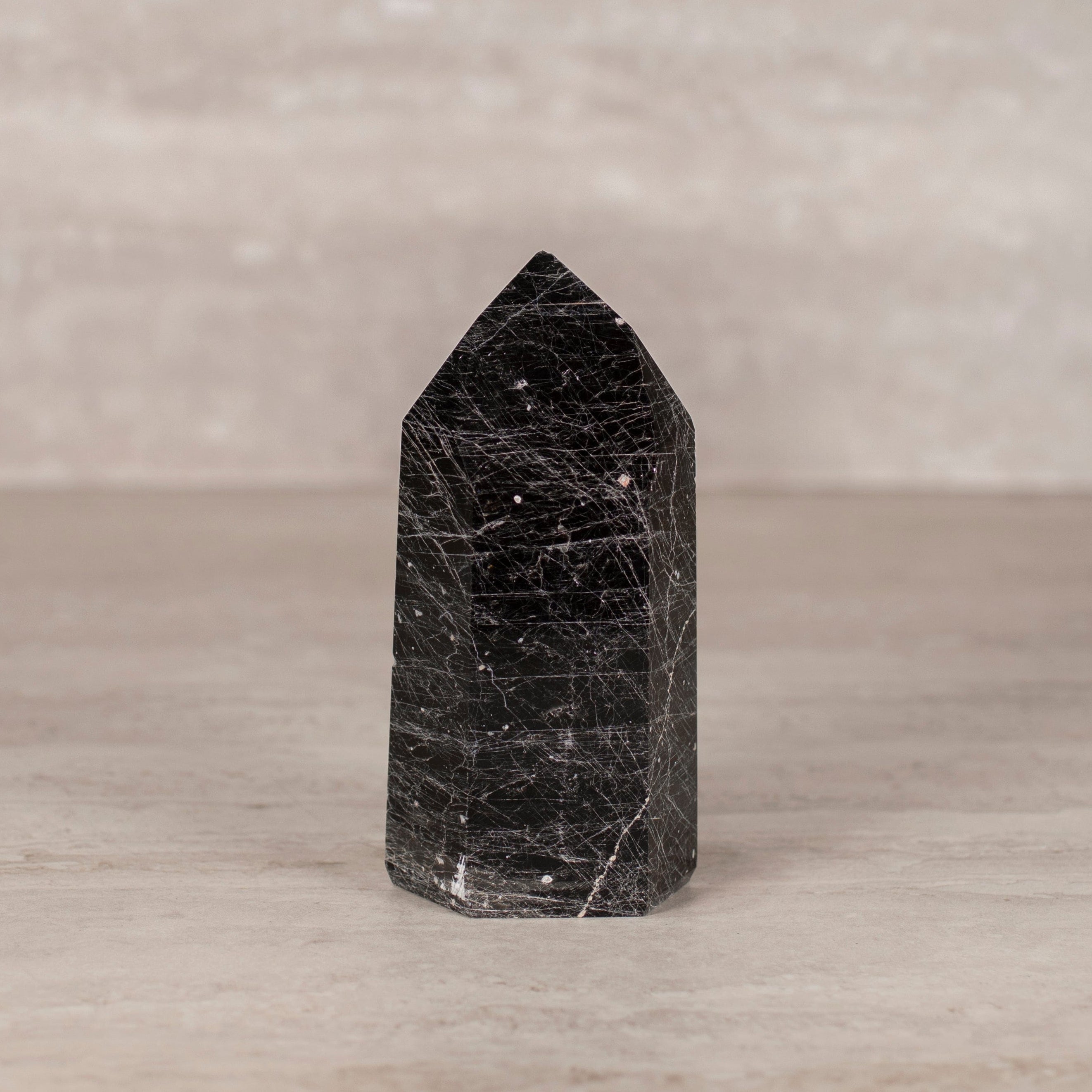 KALIFANO Gemstone Carvings Black Tourmaline Obelisk Tower Gemstone Carving from Brazil - 650-799 grams BTOB800