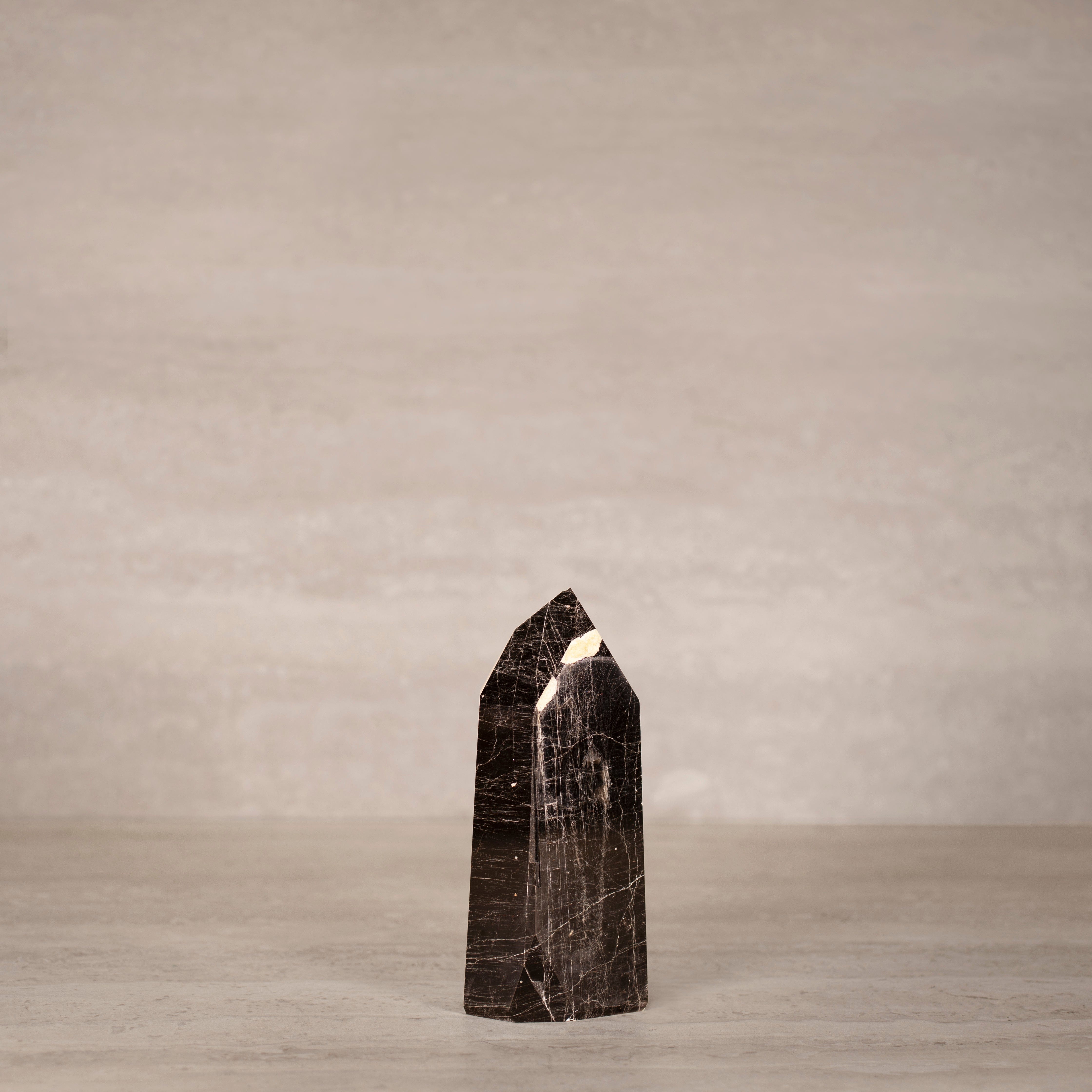 KALIFANO Gemstone Carvings Black Tourmaline Obelisk Tower Gemstone Carving from Brazil - 7" / 1,126 grams BTOB1200.001