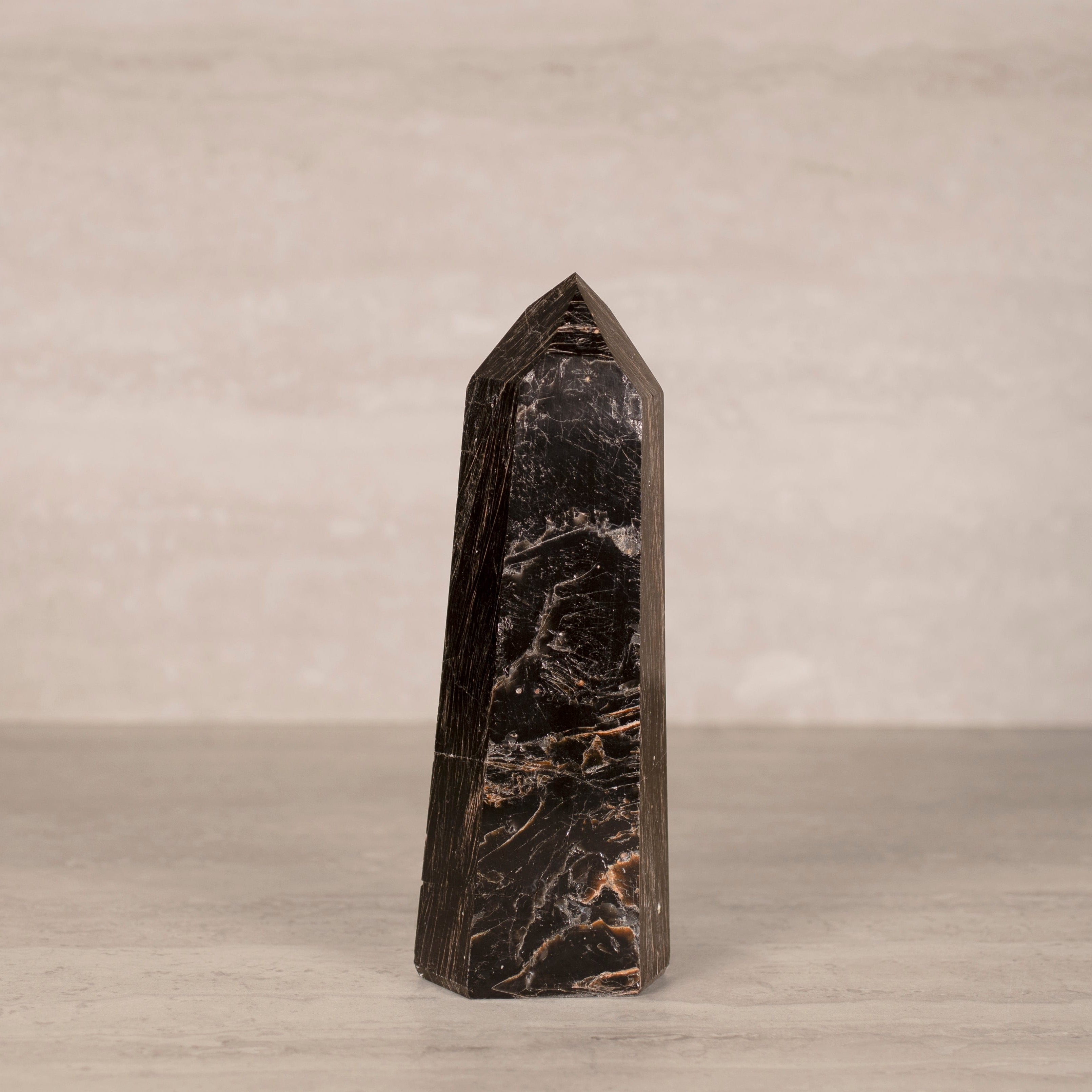KALIFANO Gemstone Carvings Black Tourmaline Obelisk Tower Gemstone Carving from Brazil - 8.5" / 1,045 grams BTOB1100.001