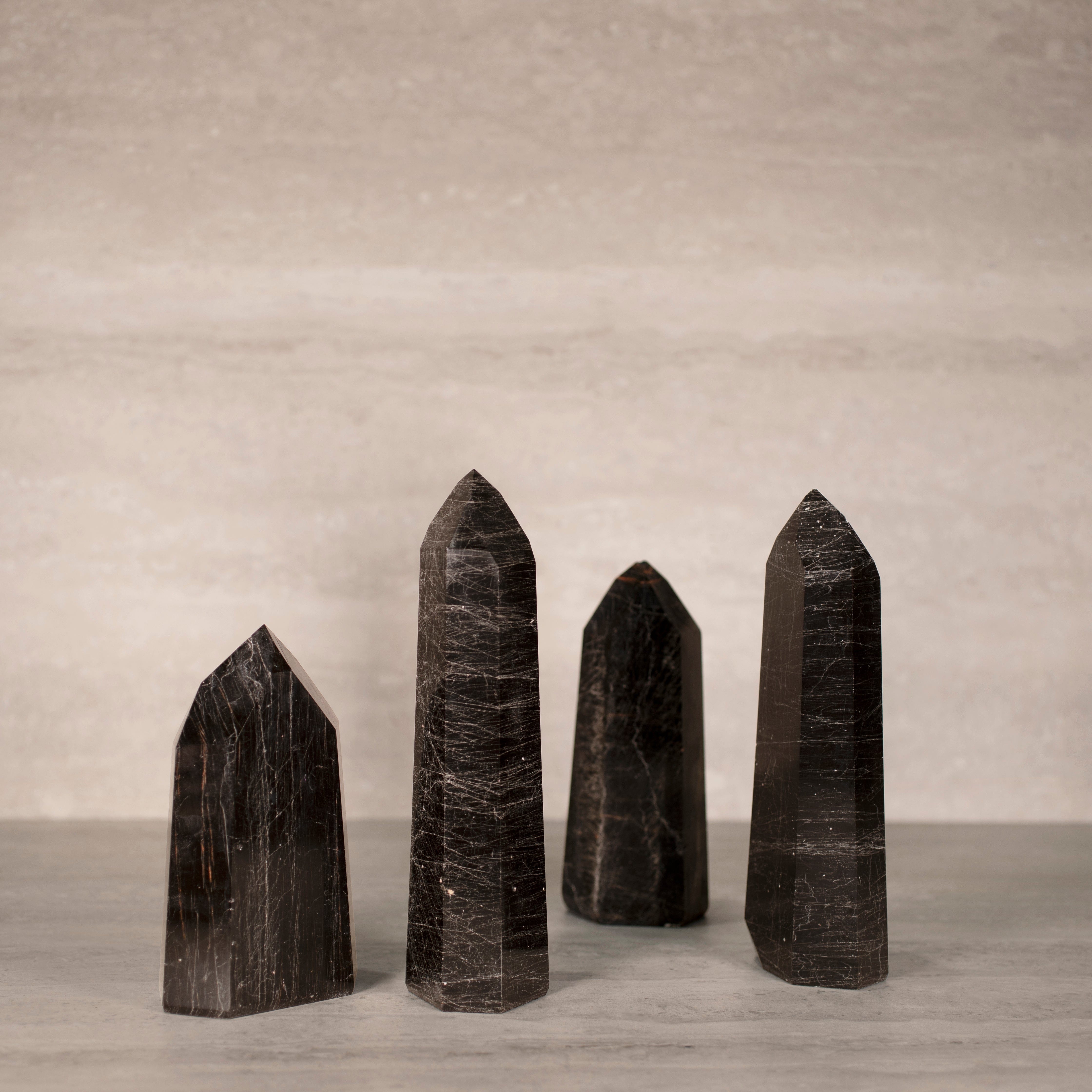 KALIFANO Gemstone Carvings Black Tourmaline Obelisk Tower Gemstone Carving from Brazil - 800-999 grams BTOB1000