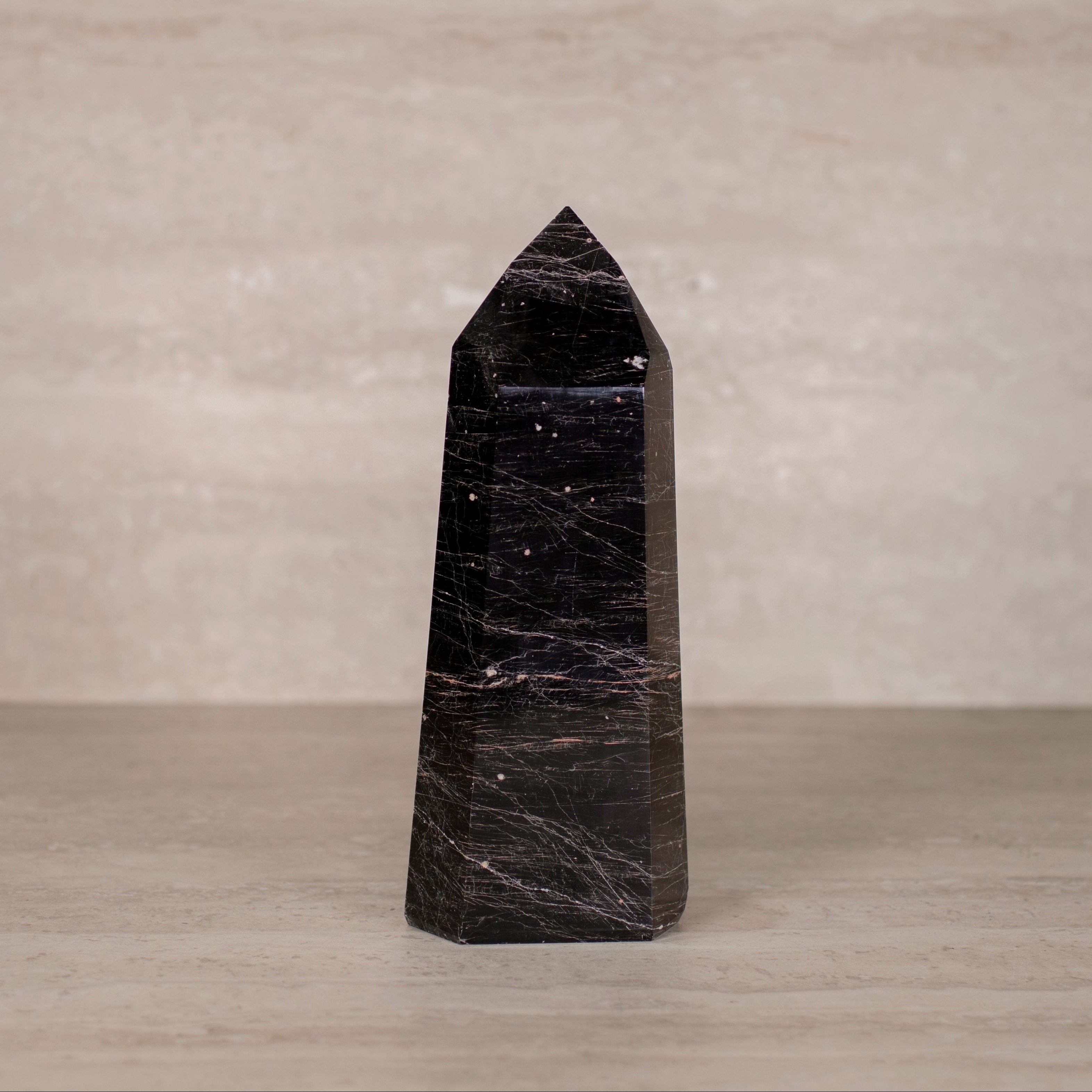KALIFANO Gemstone Carvings Black Tourmaline Obelisk Tower Gemstone Carving from Brazil - 9" / 1,240 grams BTOB1300.002