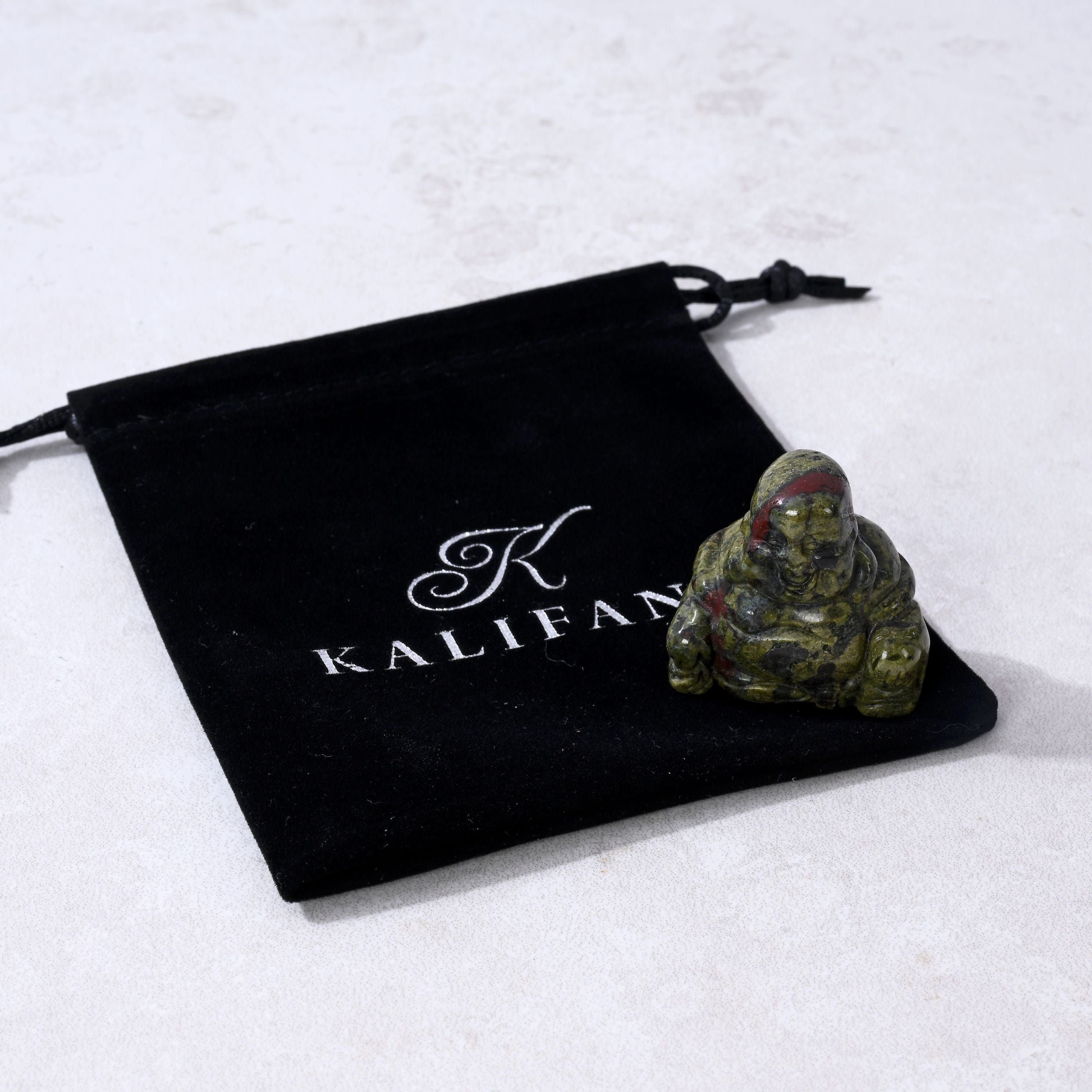 Kalifano Gemstone Carvings Bloodstone Buddha 1.5" Gemstone Carving CV15-B-BS