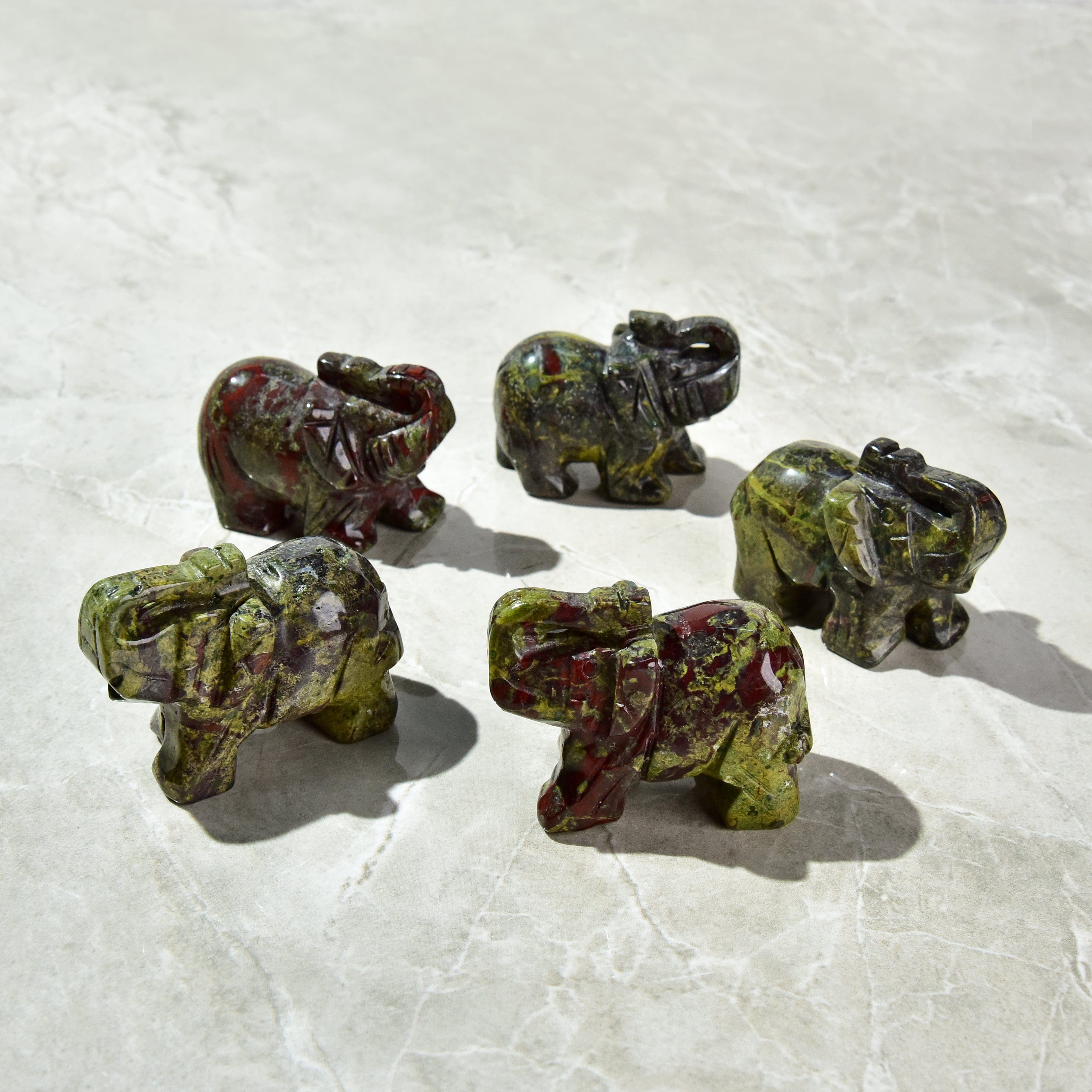 Kalifano Gemstone Carvings Bloodstone Elephant 2.5'' Natural Gemstone Carving CV25-E-BS