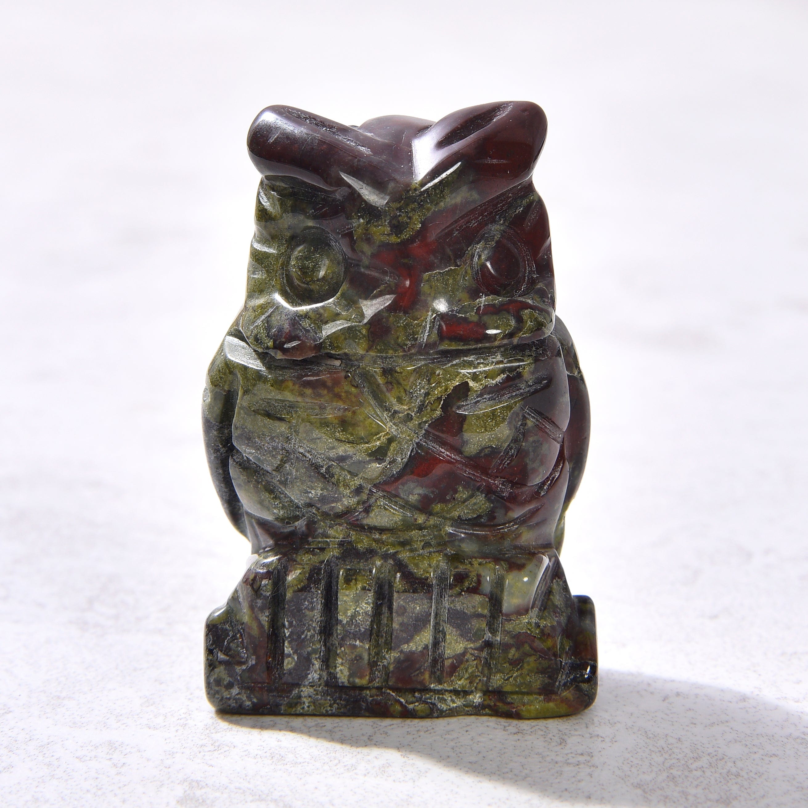 Kalifano Gemstone Carvings Bloodstone Owl 2'' Natural Gemstone Carving CV28-O-BS