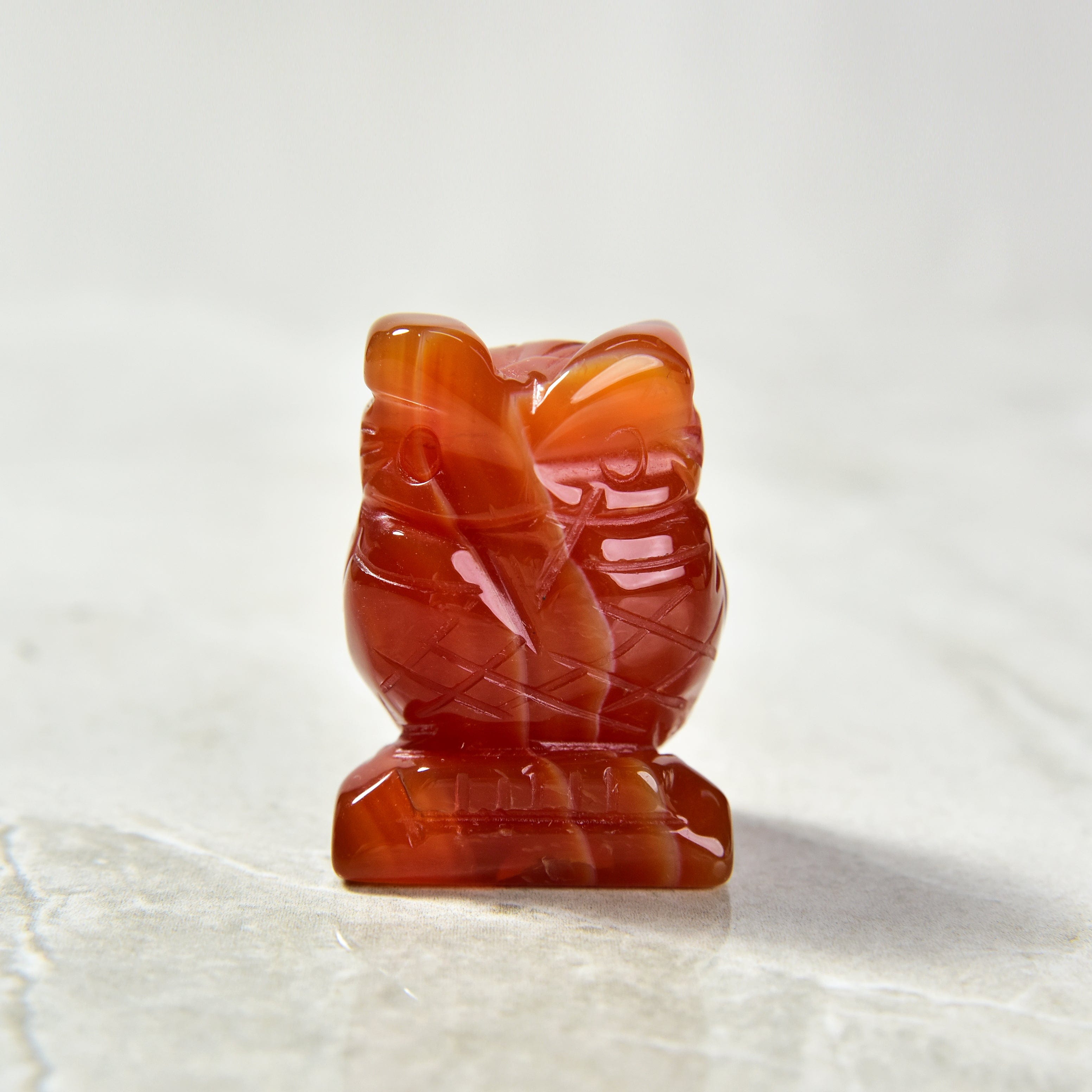 Kalifano Gemstone Carvings Carnelian Owl 1.5" Gemstone Carving CV12-O-CR