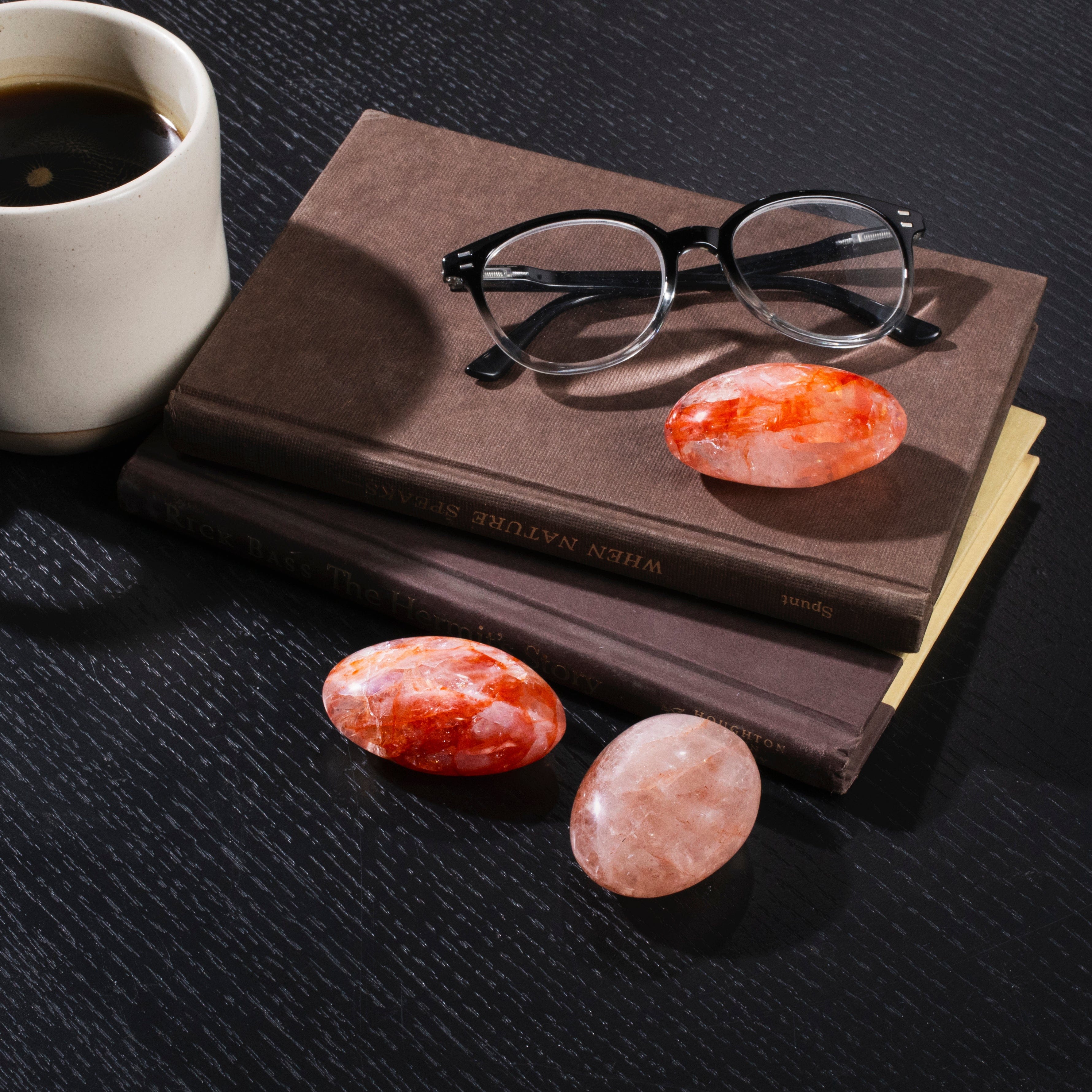 KALIFANO Gemstone Carvings Fire Quartz Palm Stone PS60-FQ