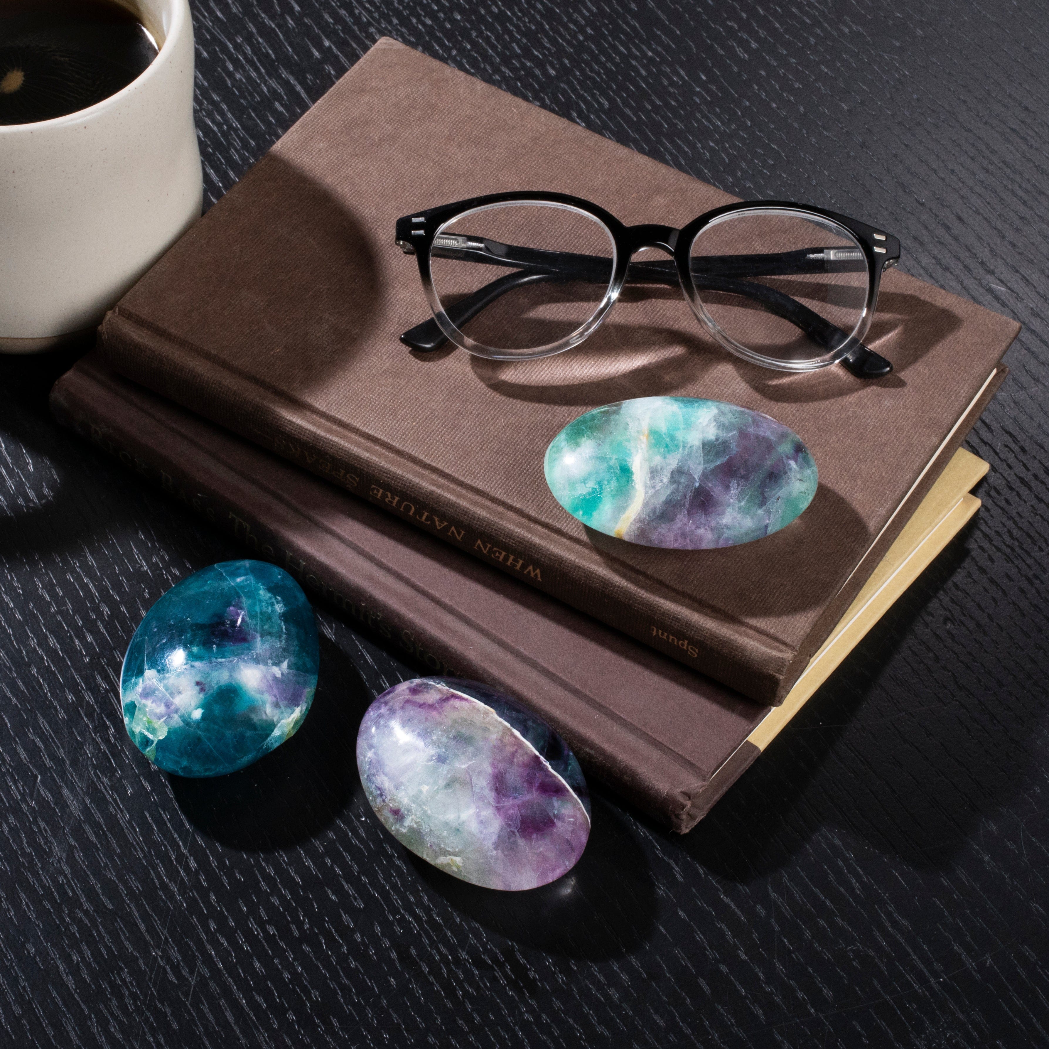 KALIFANO Gemstone Carvings Fluorite Palm Stone PS60-FL