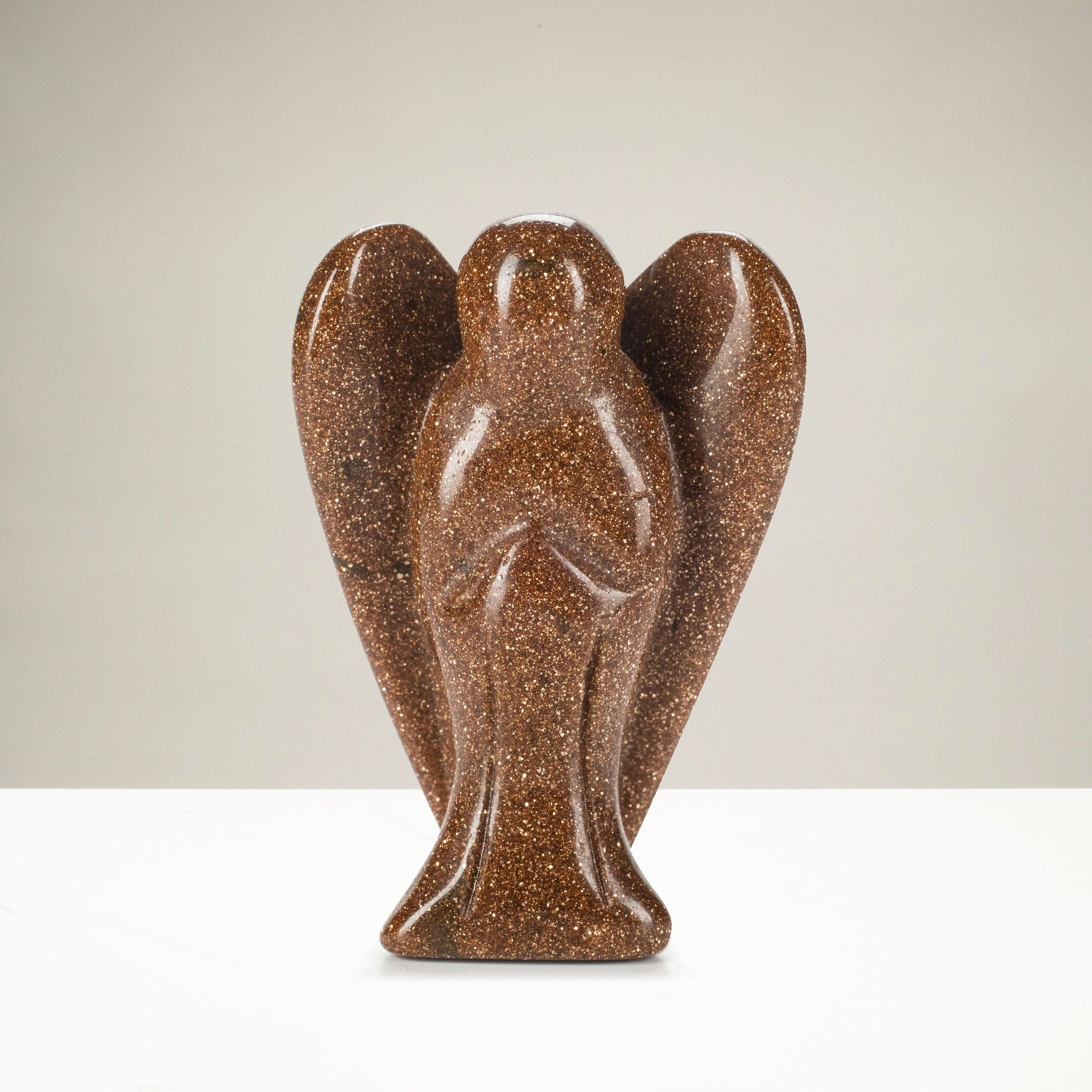 Kalifano Gemstone Carvings Goldstone Angel 2'' Natural Gemstone Carving CV13-A-GS