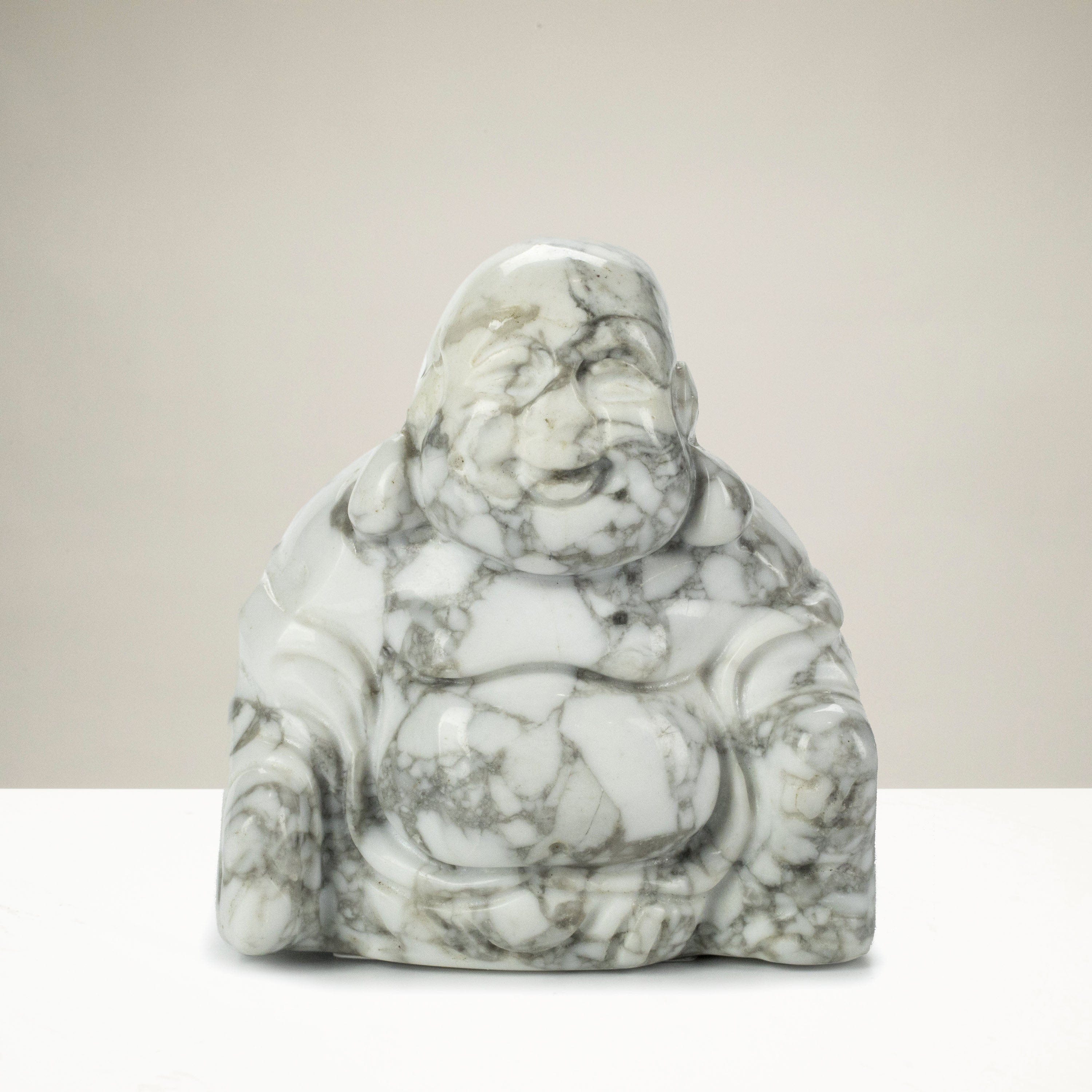 Kalifano Gemstone Carvings Howlite Budha 2" Gemstone Carving CV30-B-HT