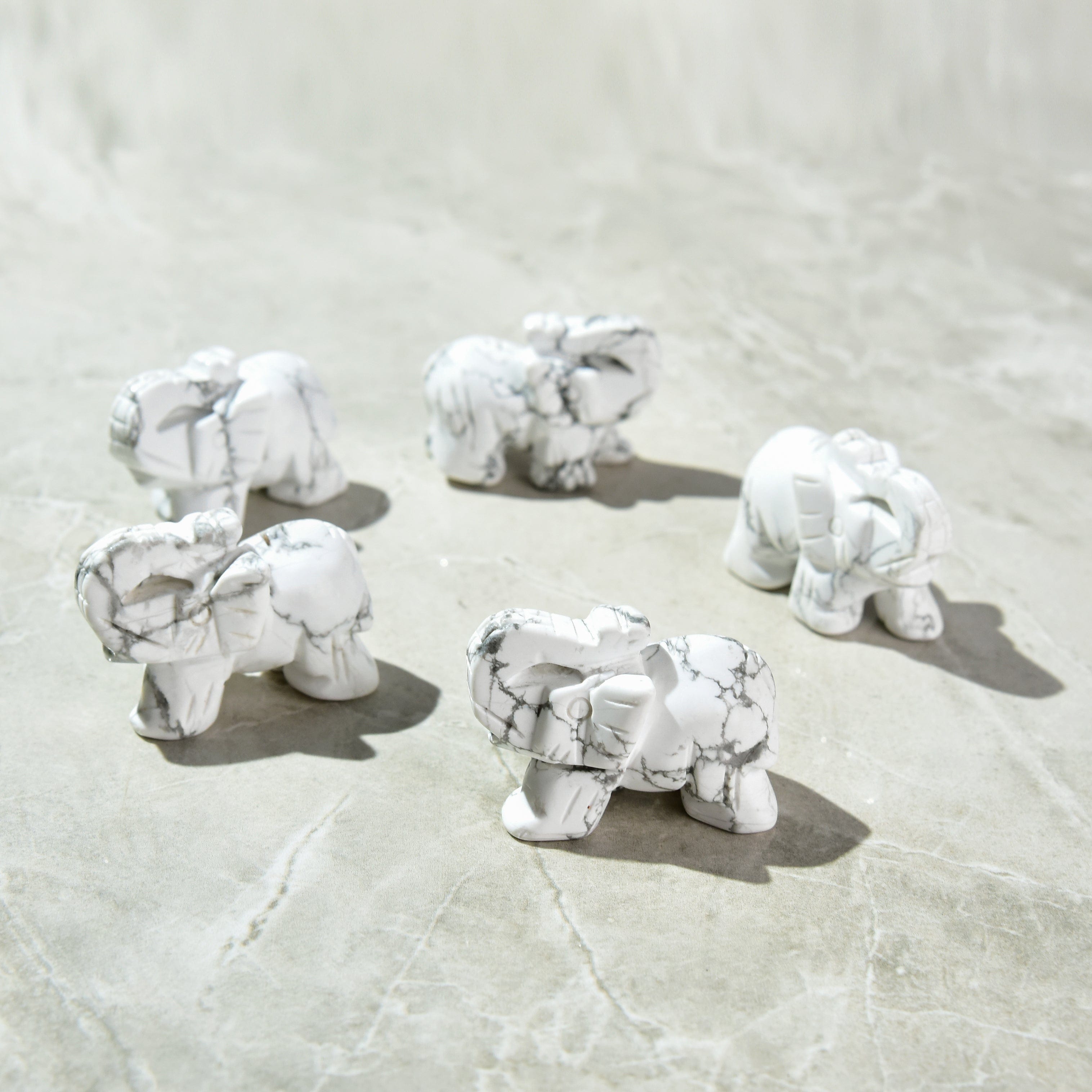 Kalifano Gemstone Carvings Howlite Elephant 2" Gemstone Carving CV15-E-HT