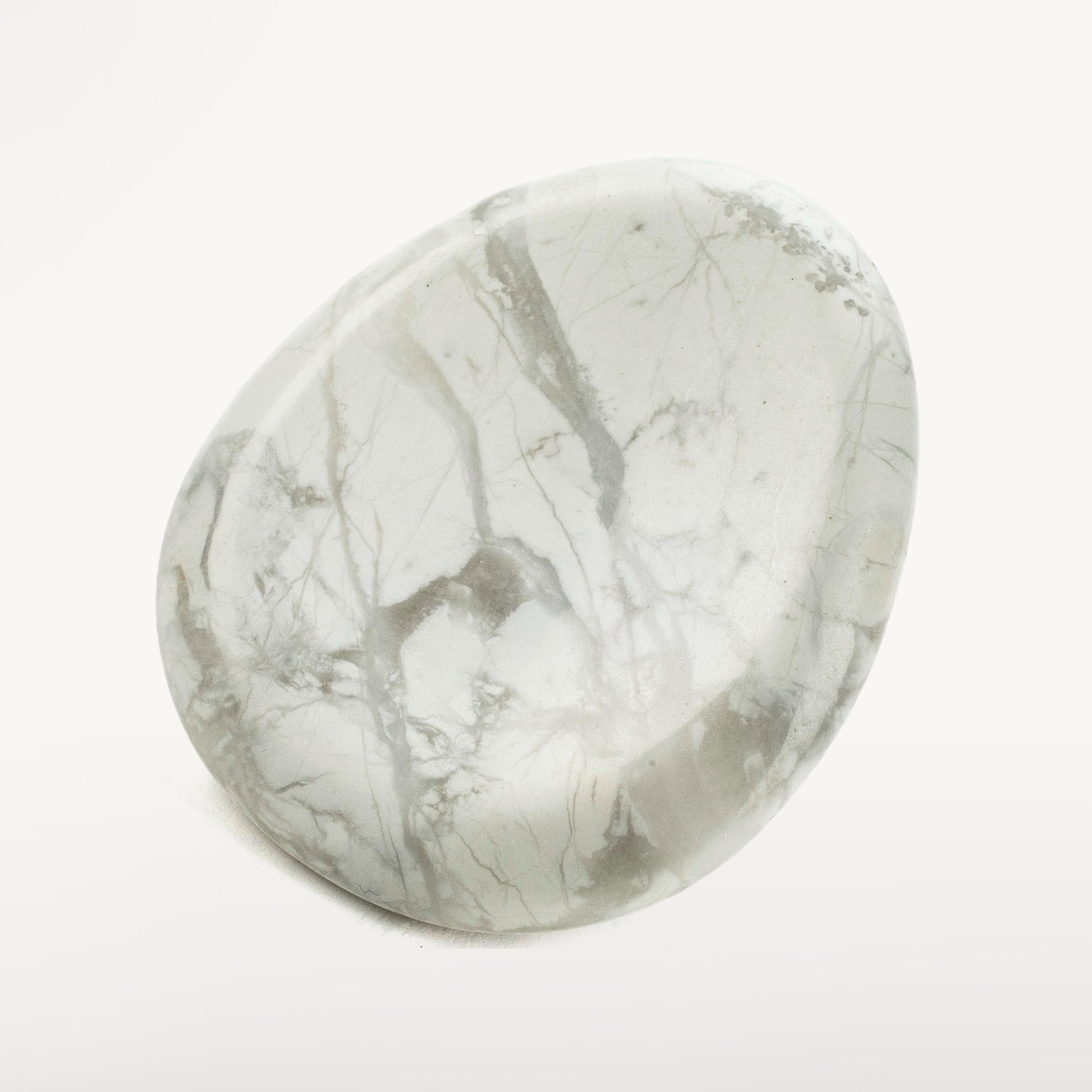 Kalifano Gemstone Carvings Howlite Worry Stone Natural Gemstone Carving CV10-W-HT