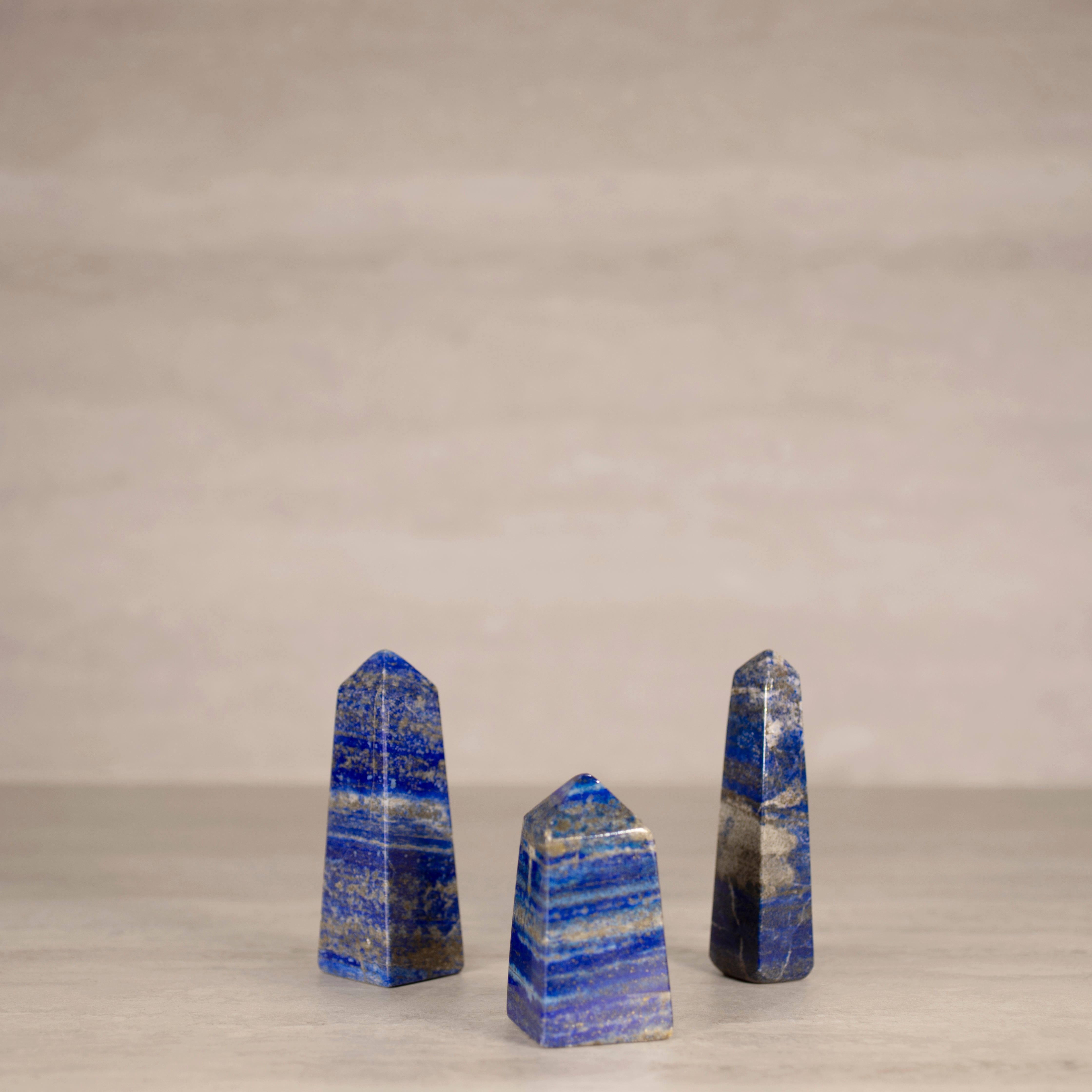 KALIFANO Gemstone Carvings Natural Lapis Lazuli Polished Obelisk from Afghanistan - 3" / 250 grams LPOB500