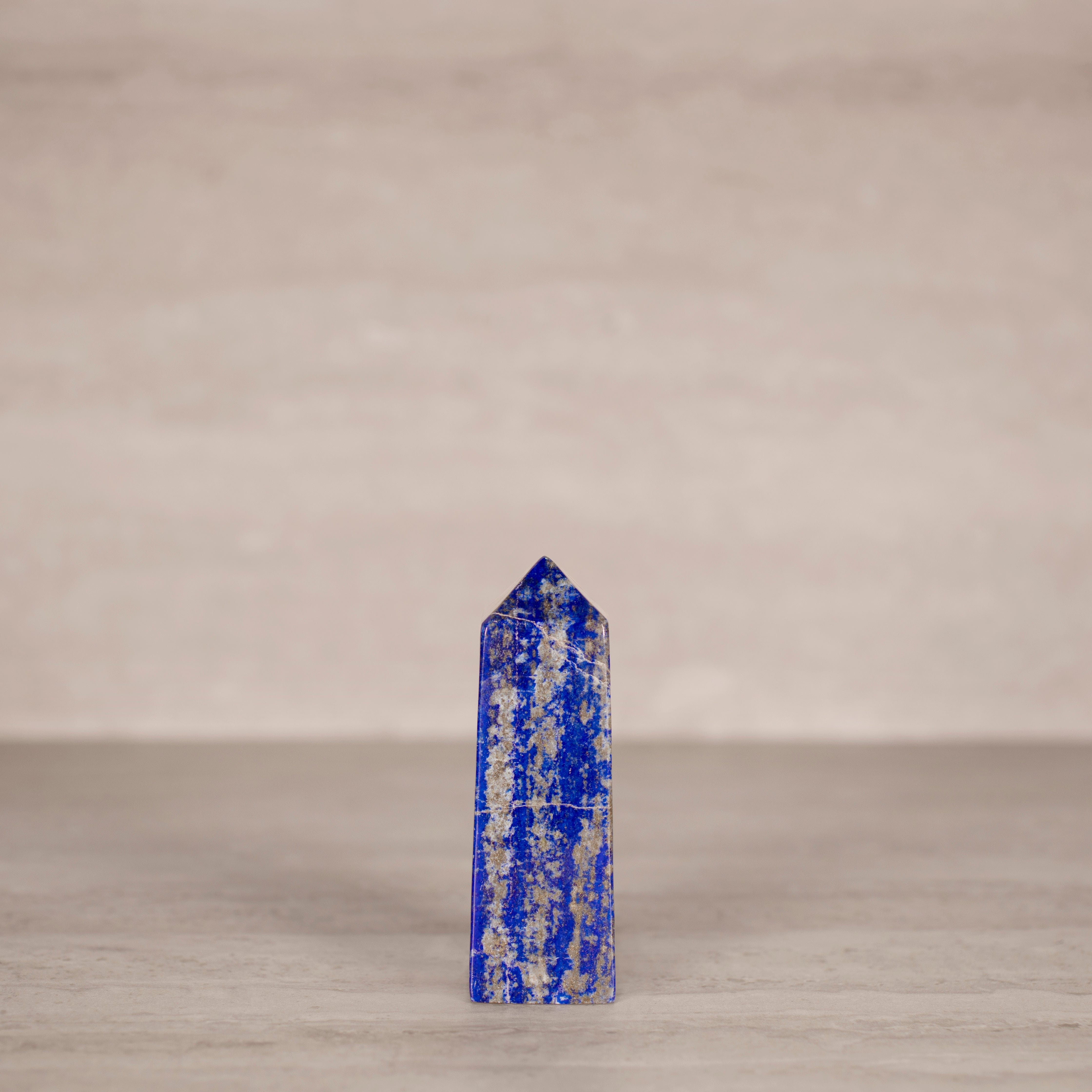 KALIFANO Gemstone Carvings Natural Lapis Lazuli Polished Obelisk from Afghanistan - 4.25" / 365 grams LPOB800.005