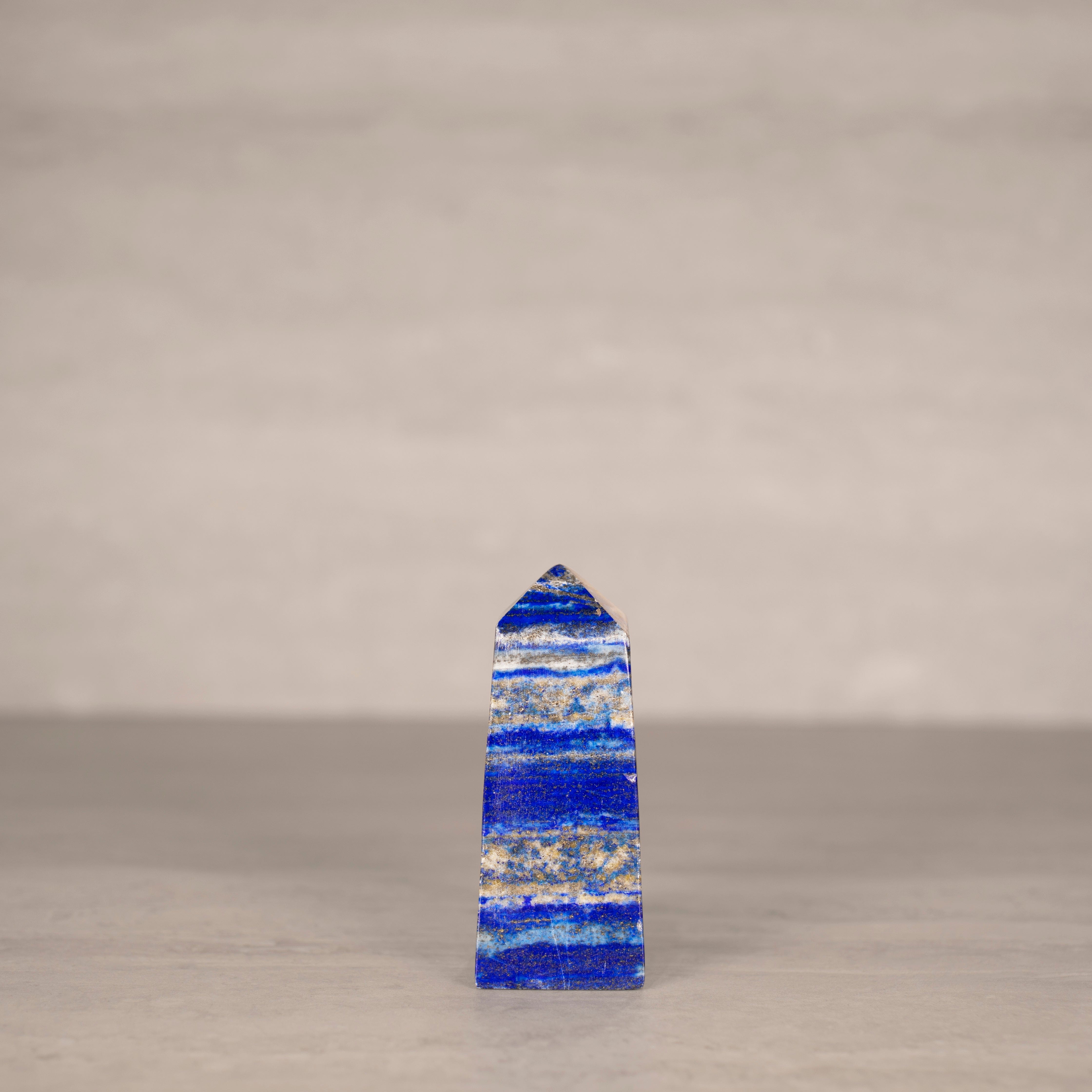 KALIFANO Gemstone Carvings Natural Lapis Lazuli Polished Obelisk from Afghanistan - 4.25" / 440 grams LPOB900.005