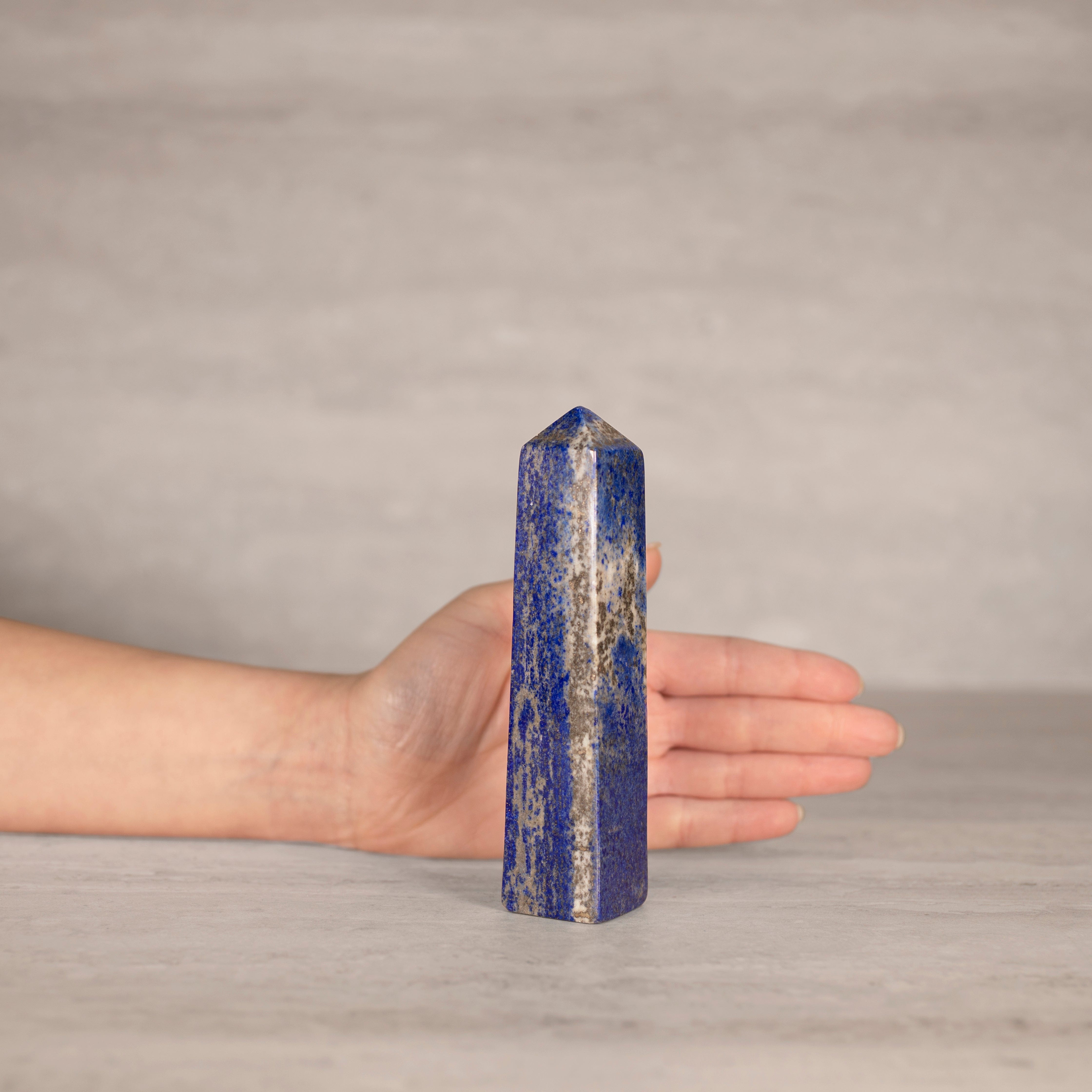 KALIFANO Gemstone Carvings Natural Lapis Lazuli Polished Obelisk from Afghanistan - 5.5" / 345 grams LPOB700.003
