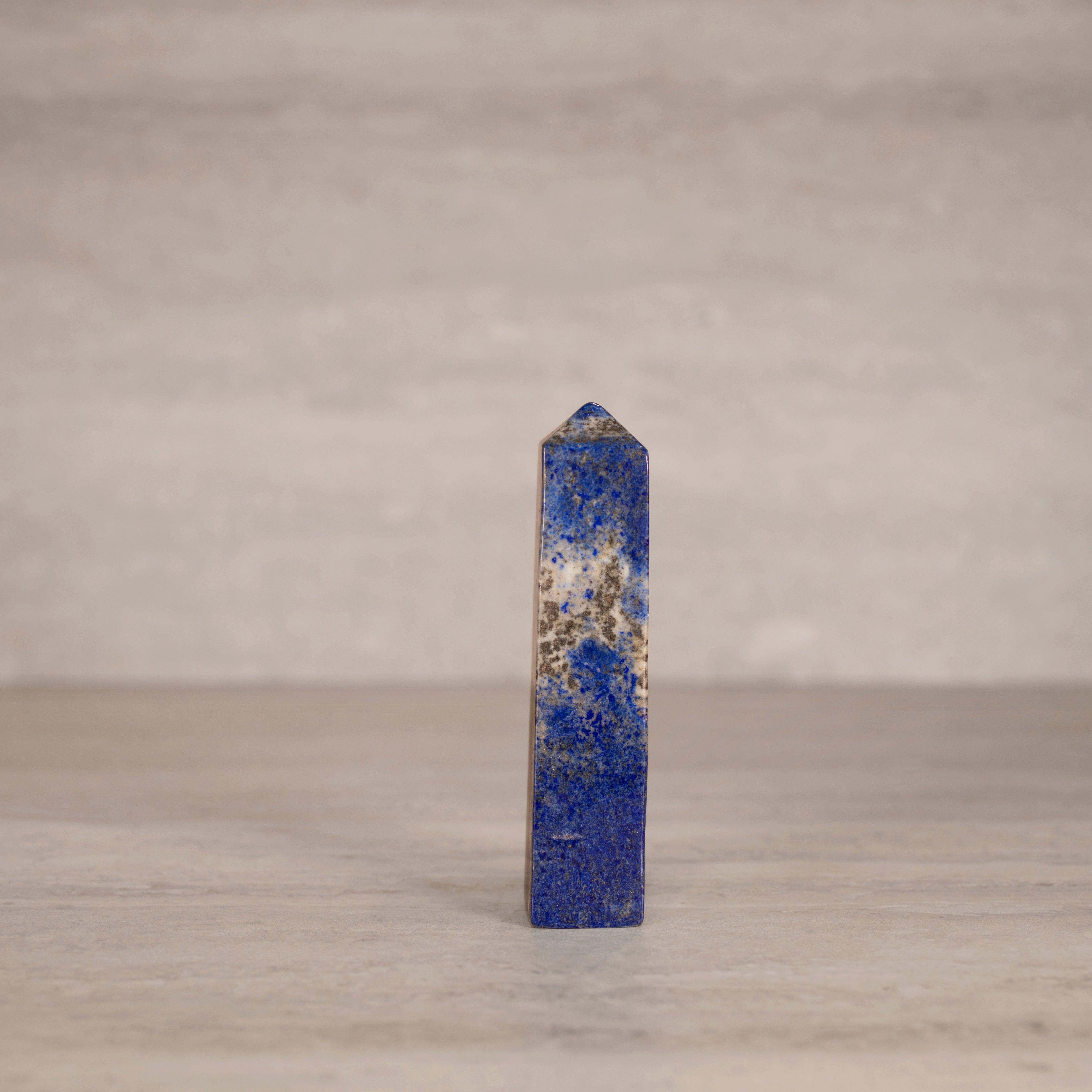 KALIFANO Gemstone Carvings Natural Lapis Lazuli Polished Obelisk from Afghanistan - 5.5" / 345 grams LPOB700.003
