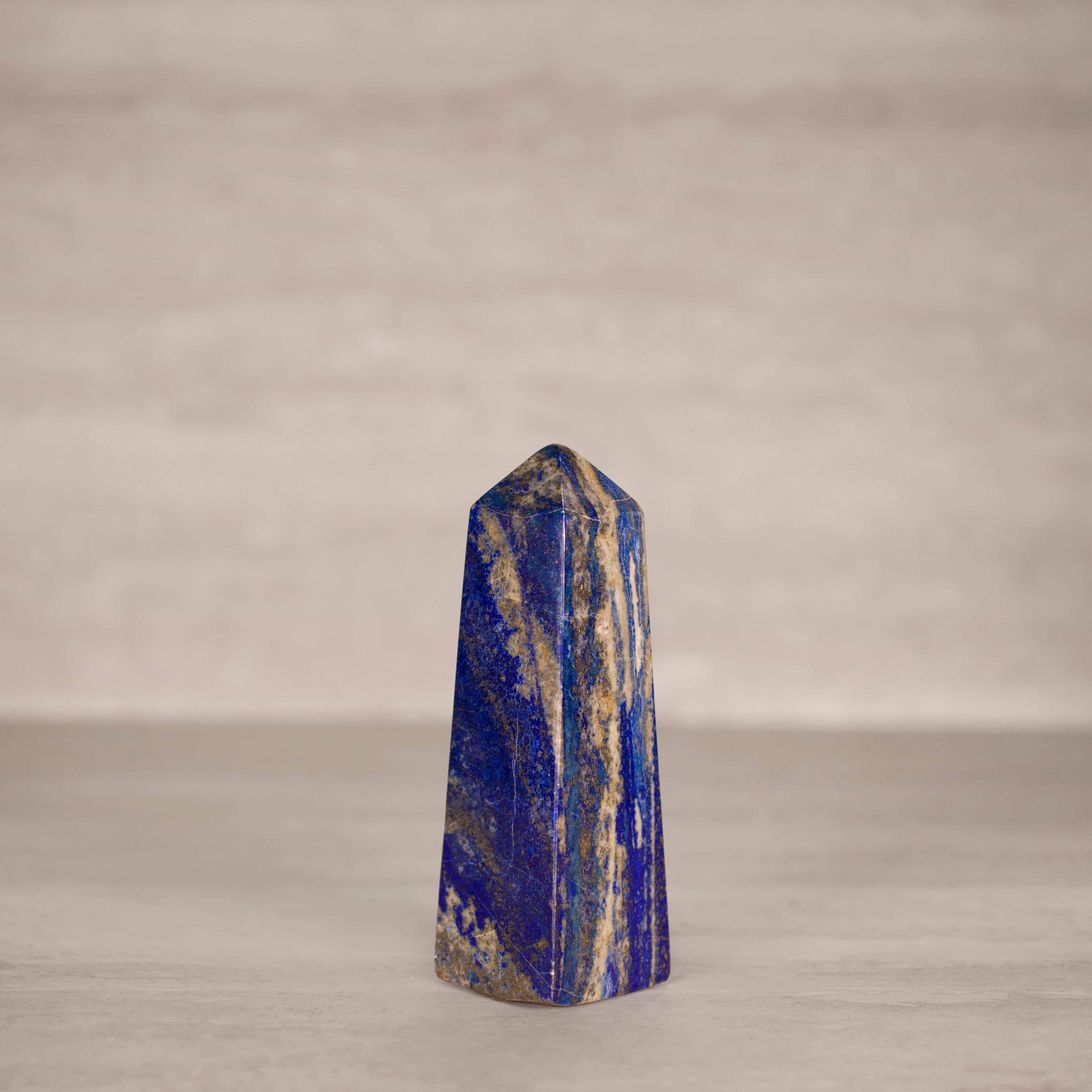 KALIFANO Gemstone Carvings Natural Lapis Lazuli Polished Obelisk from Afghanistan - 5.5" / 538 grams LPOB1100.002