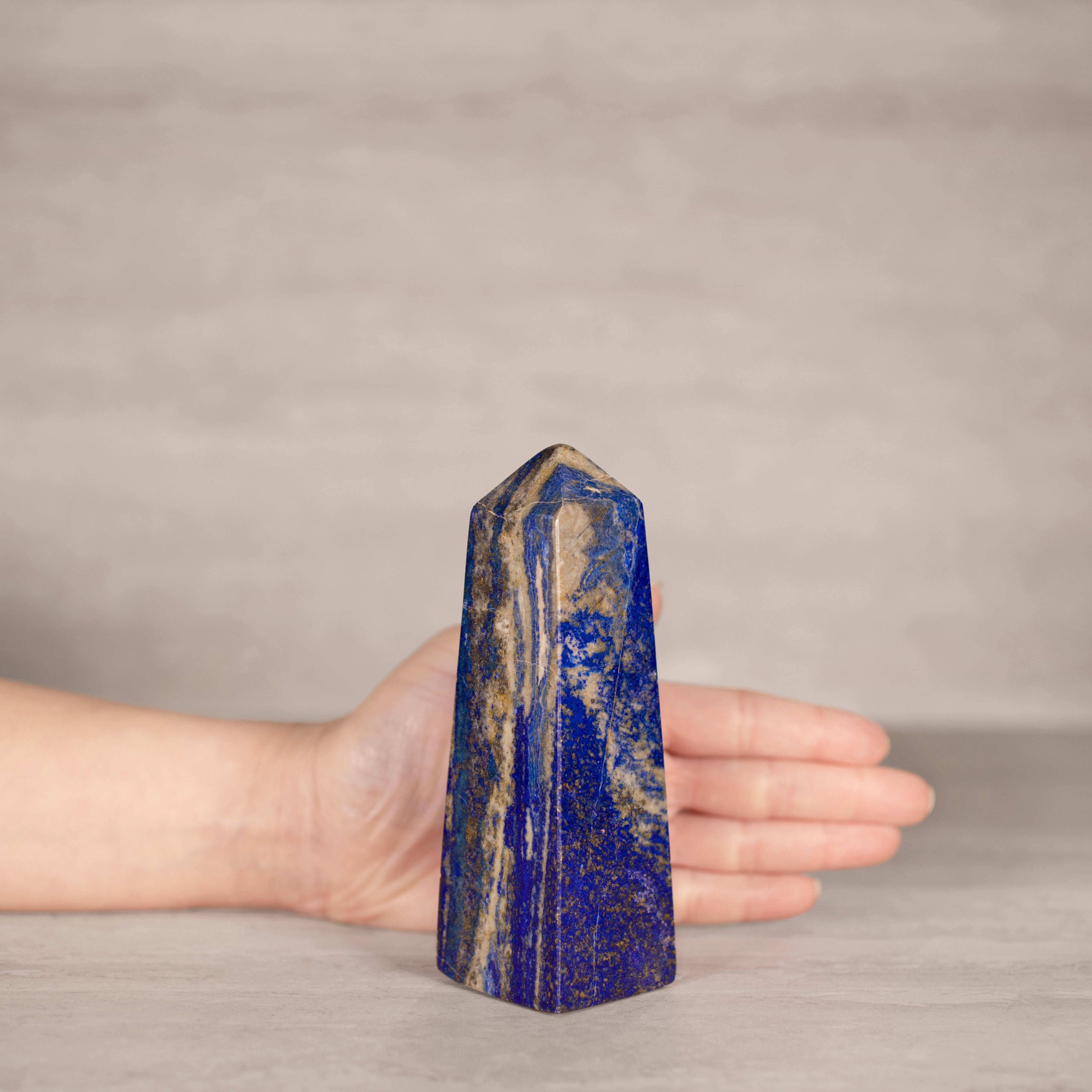 KALIFANO Gemstone Carvings Natural Lapis Lazuli Polished Obelisk from Afghanistan - 5.5" / 538 grams LPOB1100.002