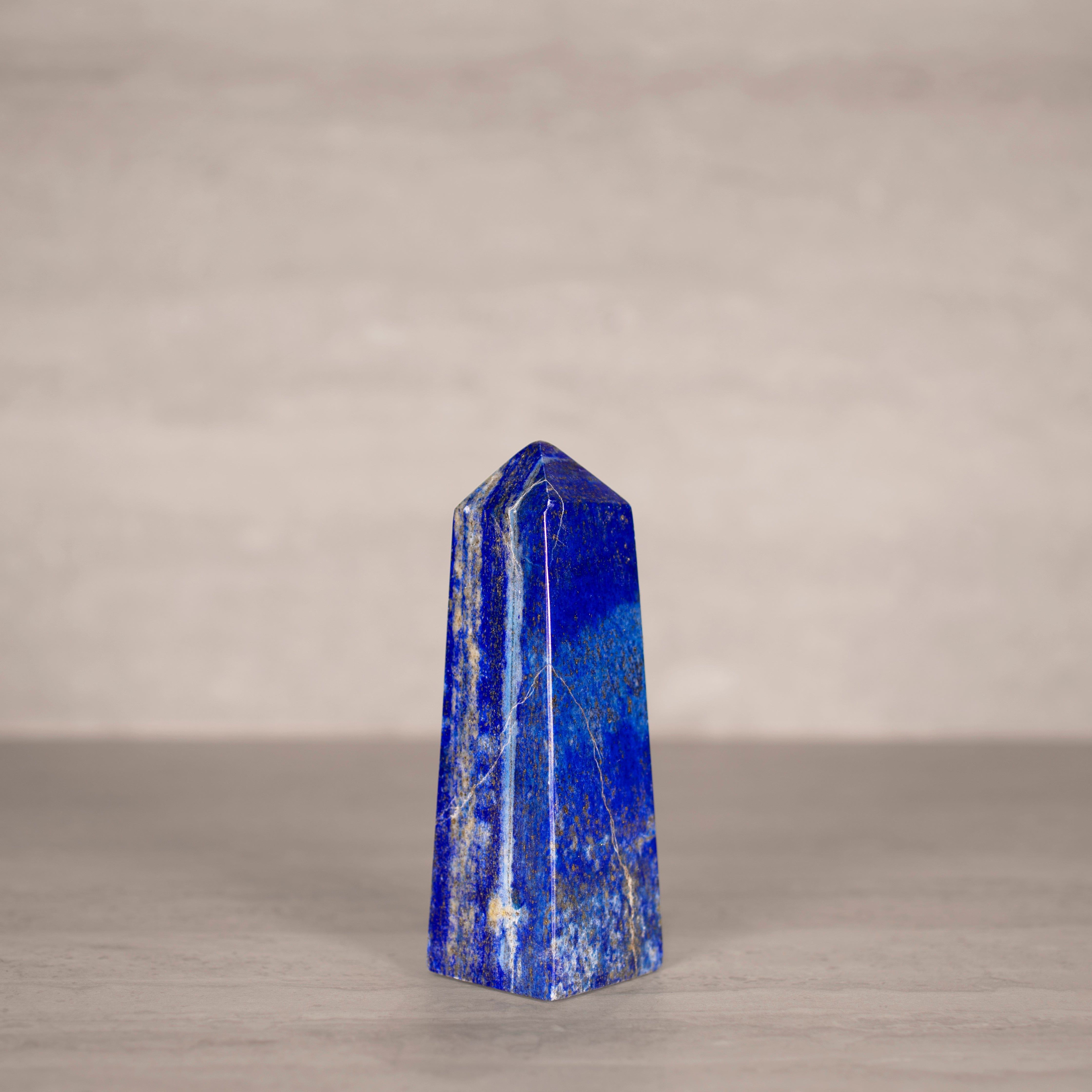 KALIFANO Gemstone Carvings Natural Lapis Lazuli Polished Obelisk from Afghanistan - 5.5" / 550 grams LPOB1200.002