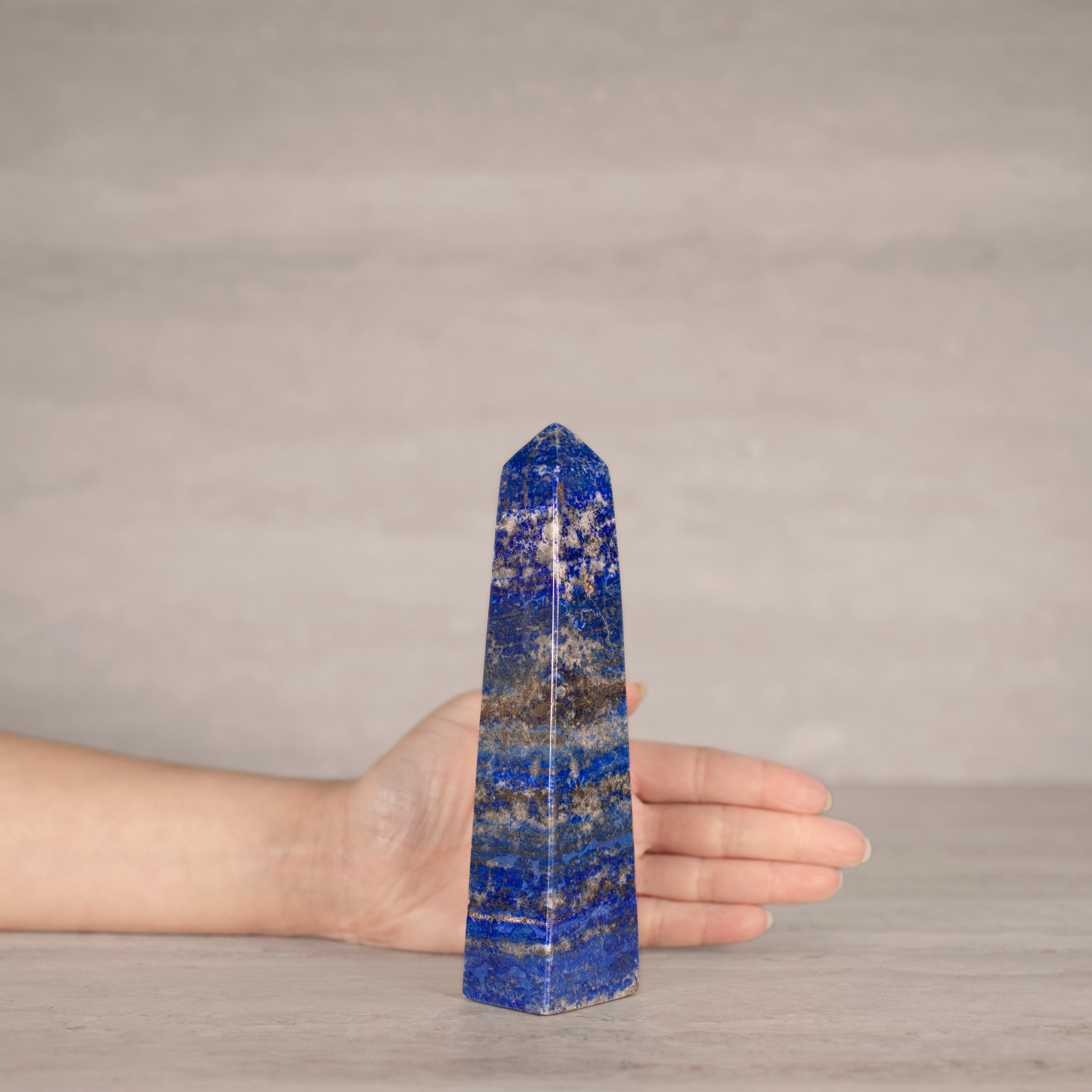 KALIFANO Gemstone Carvings Natural Lapis Lazuli Polished Obelisk from Afghanistan - 7" / 515 grams LPOB1100.001