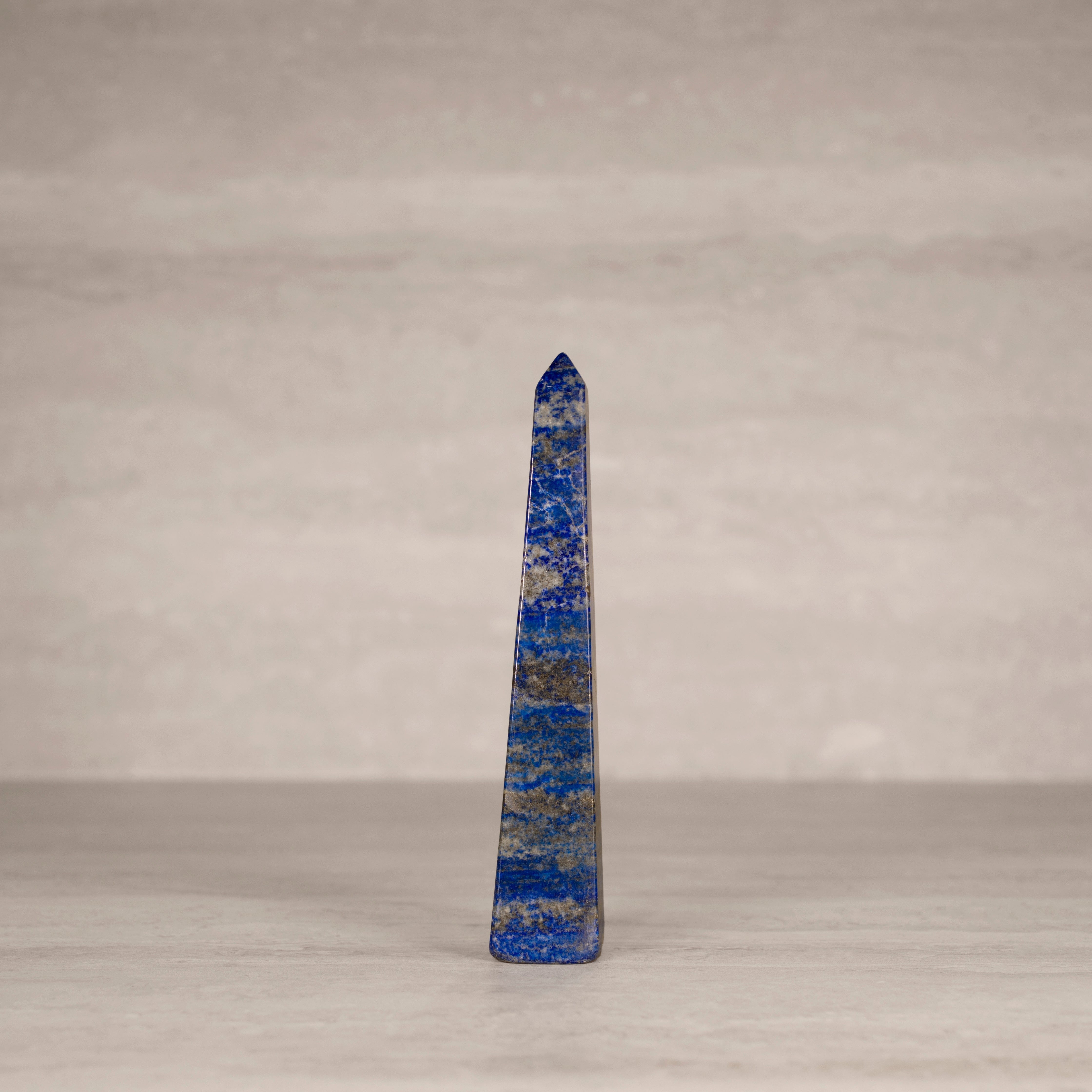 KALIFANO Gemstone Carvings Natural Lapis Lazuli Polished Obelisk from Afghanistan - 8" / 372 grams LPOB800.001