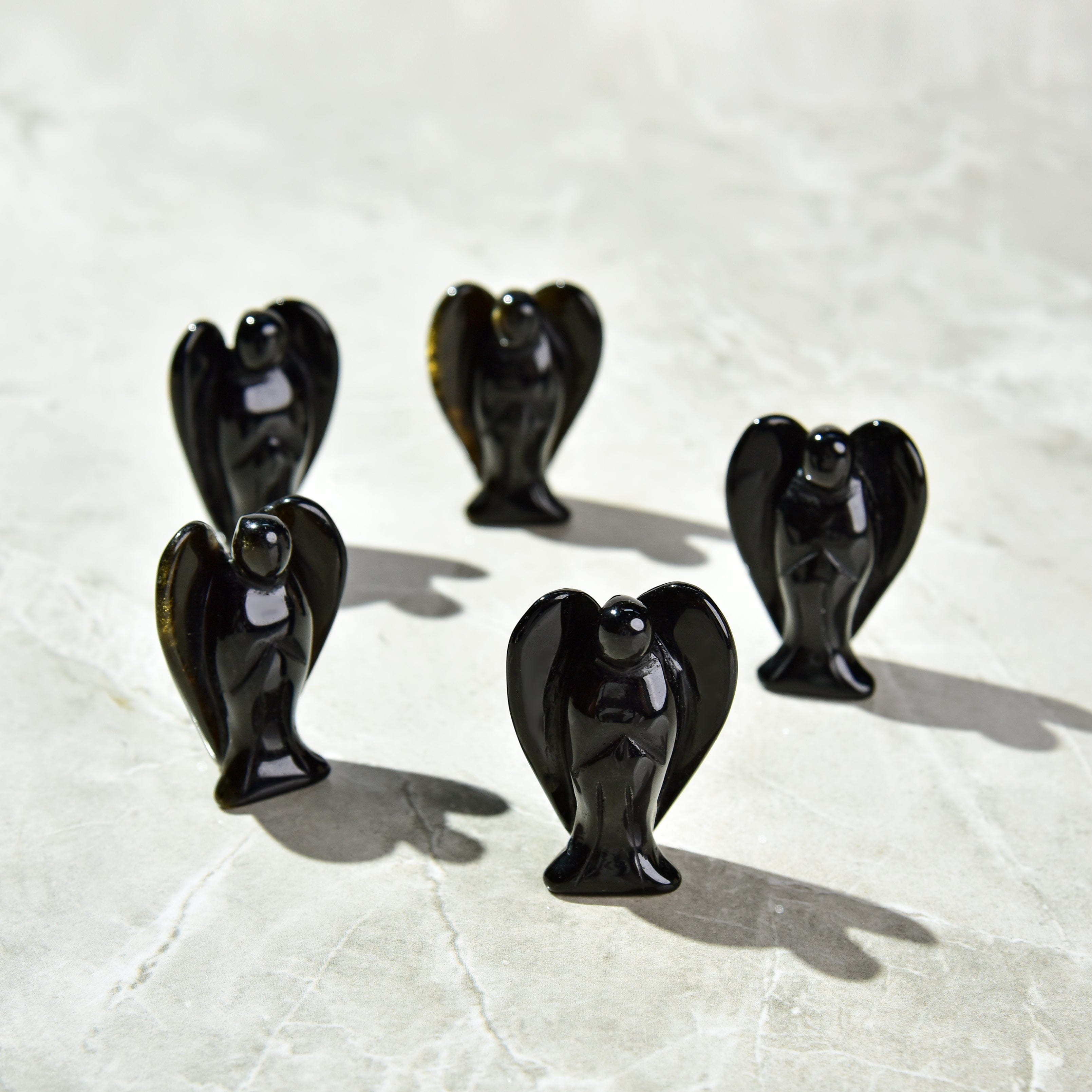 Kalifano Gemstone Carvings Obsidian Angel 2" Natural Gemstone Carving CV13-A-OB