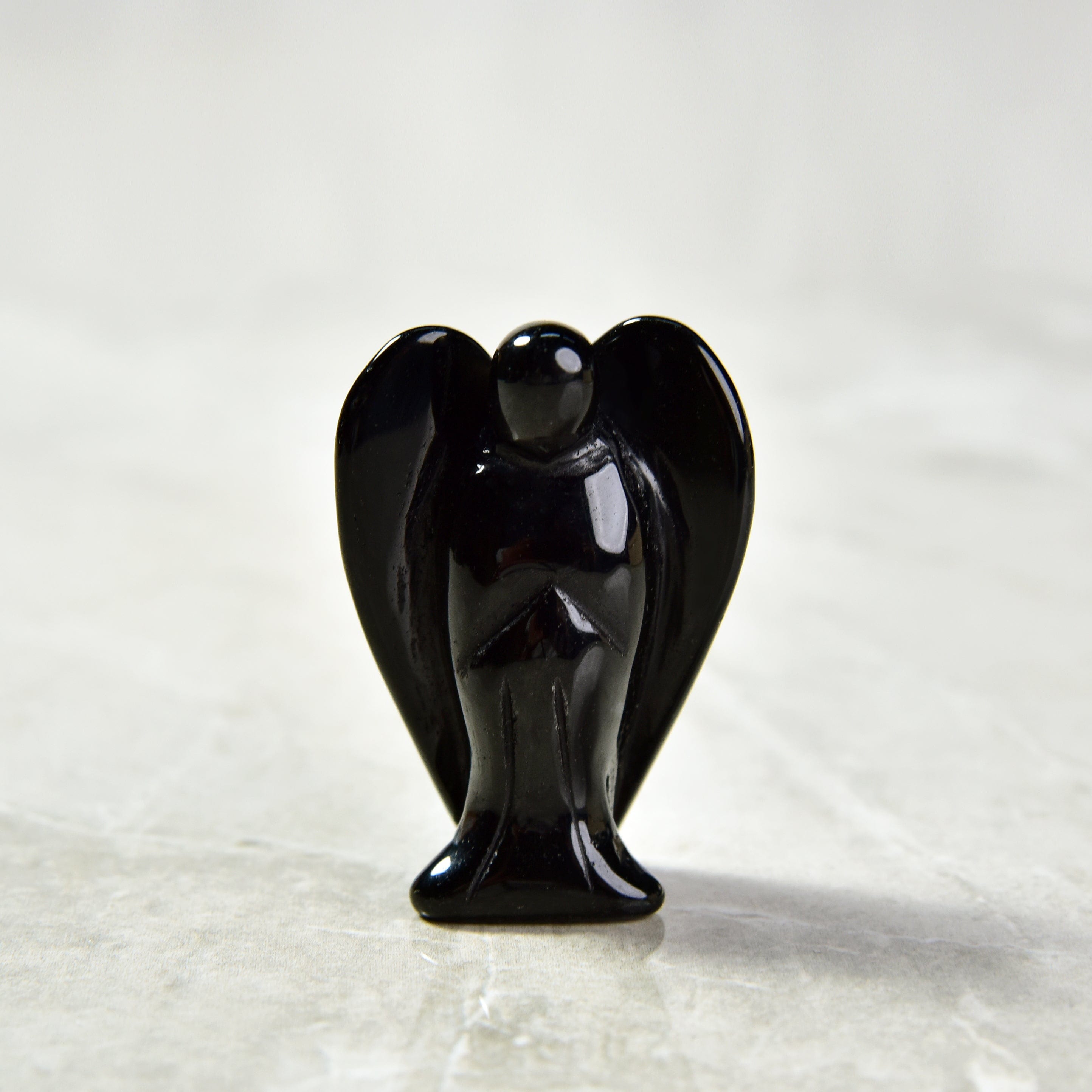 Kalifano Gemstone Carvings Obsidian Angel 2" Natural Gemstone Carving CV13-A-OB