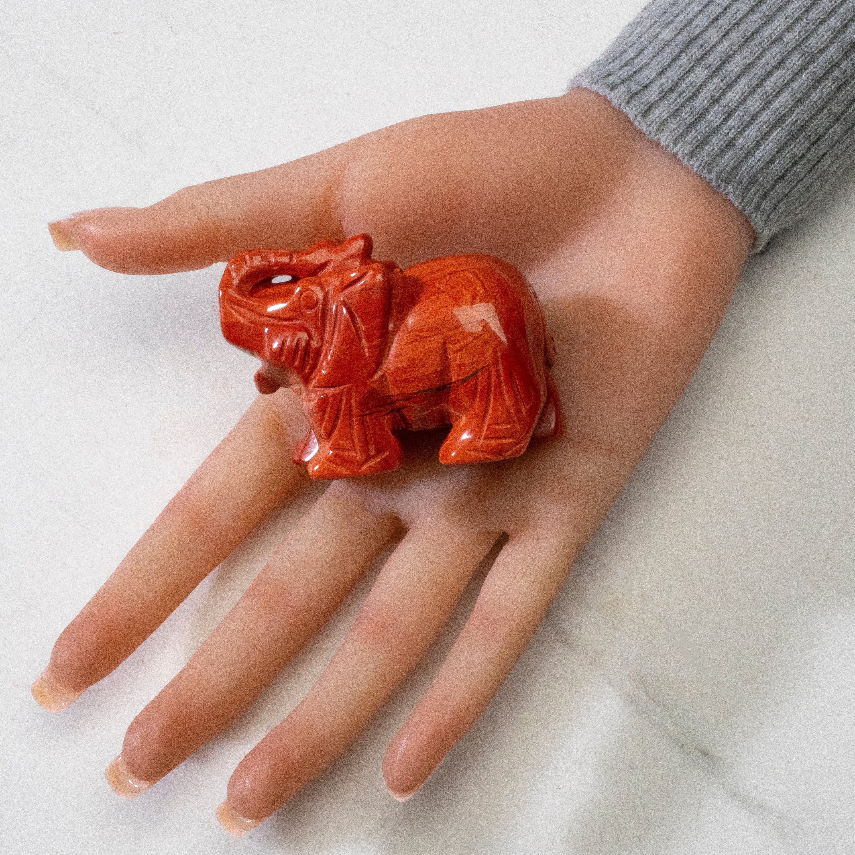Kalifano Gemstone Carvings Red Jasper Elephant 2.5" Gemstone Carving CV25-E-RJ