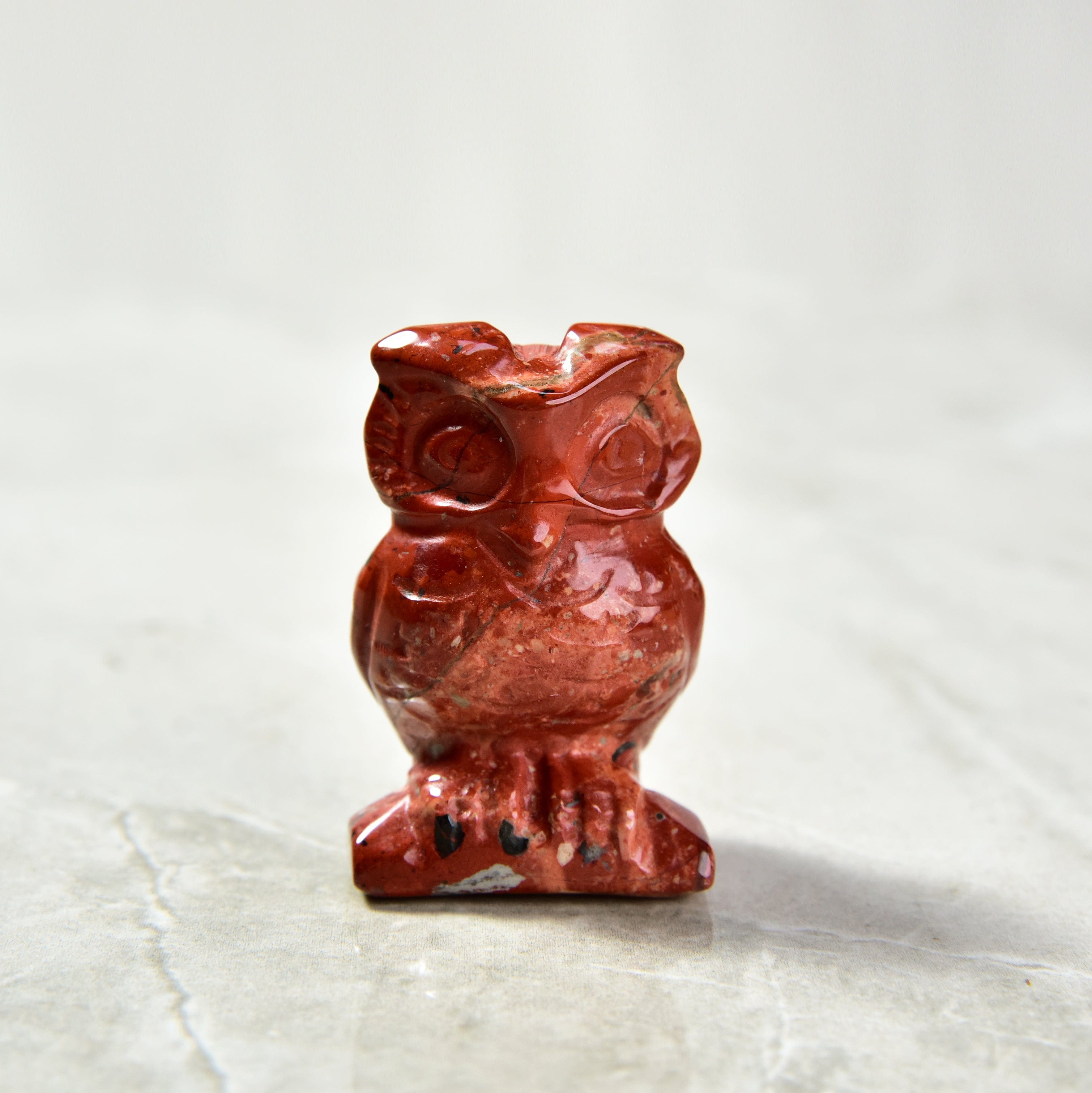 Kalifano Gemstone Carvings Red Jasper Owl 2'' Natural Gemstone Carving CV28-O-RJ