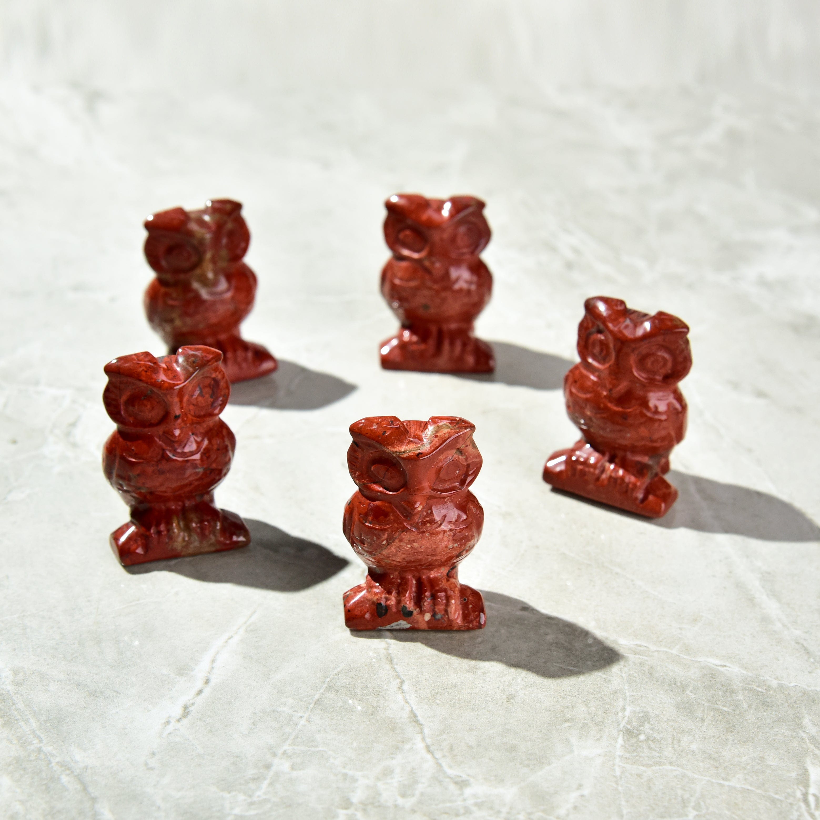 Kalifano Gemstone Carvings Red Jasper Owl 2'' Natural Gemstone Carving CV28-O-RJ