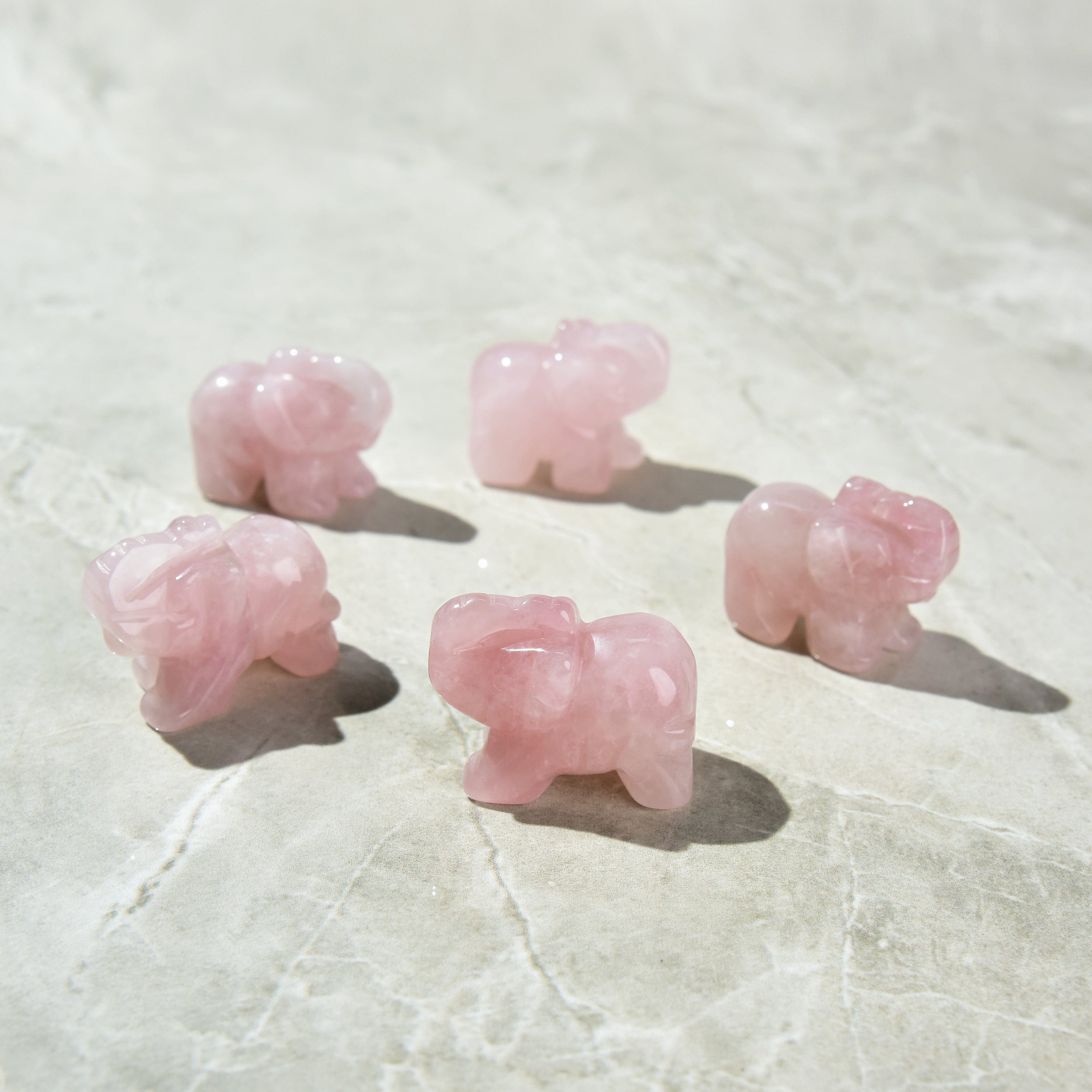 Kalifano Gemstone Carvings Rose Quartz Elephant 1.5" Natural Gemstone Carving CV7-E-RQ