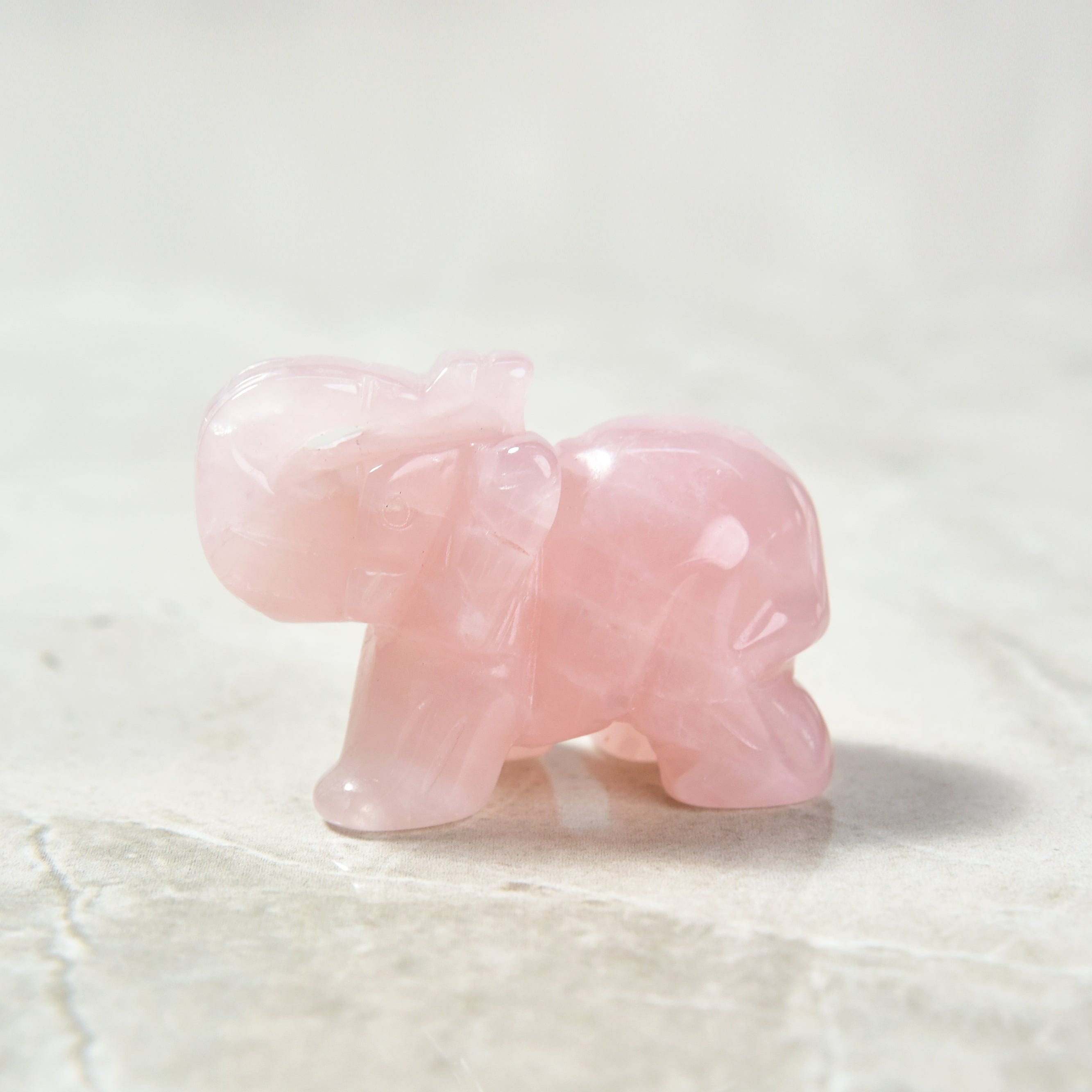 Kalifano Gemstone Carvings Rose Quartz Elephant 2'' Natural Gemstone Carving CV15-E-RQ