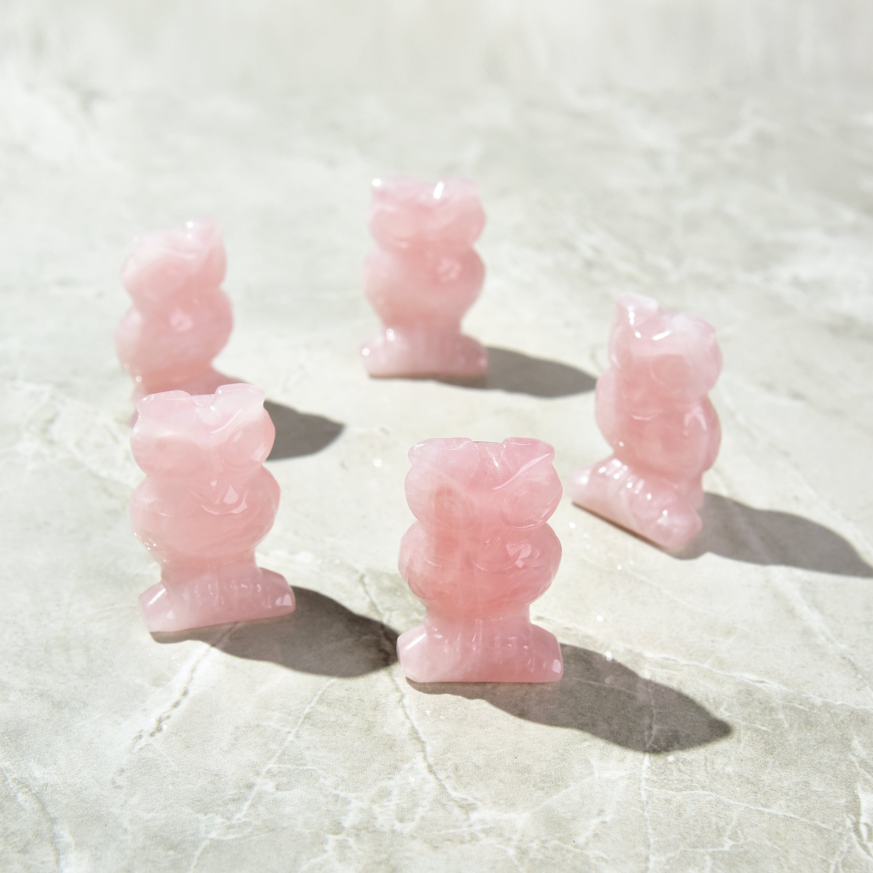 Kalifano Gemstone Carvings Rose Quartz Owl 2'' Natural Gemstone Carving CV28-O-RQ